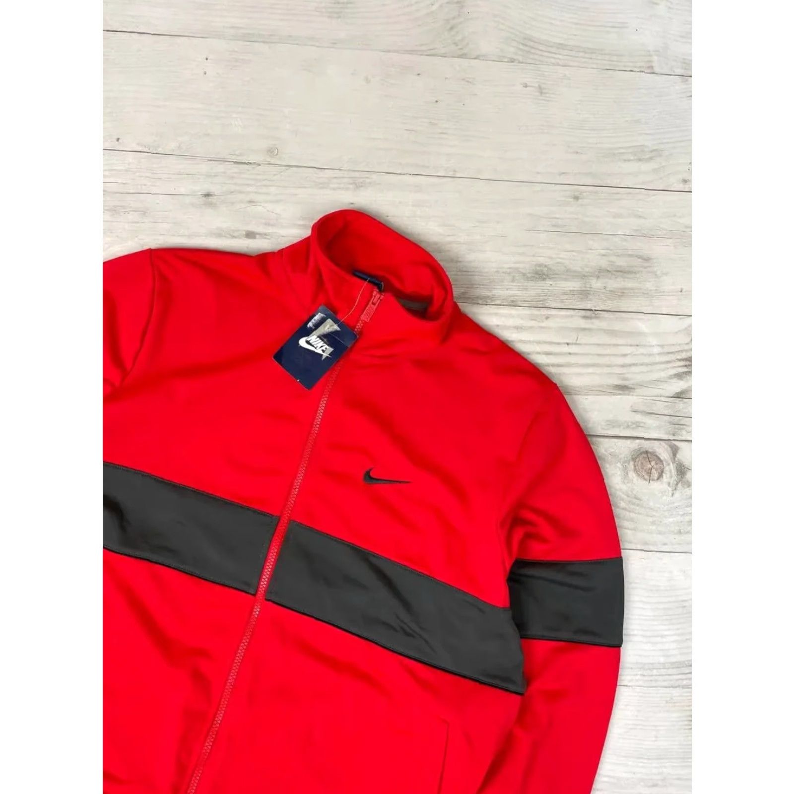 Nike VINTAGE Nike Tracksuit Jacket Jacket Pants Set XL Gray Red Men Size XL Track suit Size 46R - 4 Thumbnail