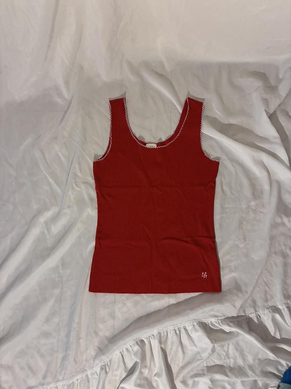 Tommy Hilfiger Vintage Tommy Jeans th Embroidered Ribbed Scoop Neck Tank Size L / US 10 / IT 46 - 2 Thumbnail