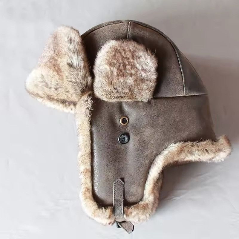 Japanese Brand PU Leather Winter Bomber Hat Size M Size ONE SIZE - 4 Thumbnail