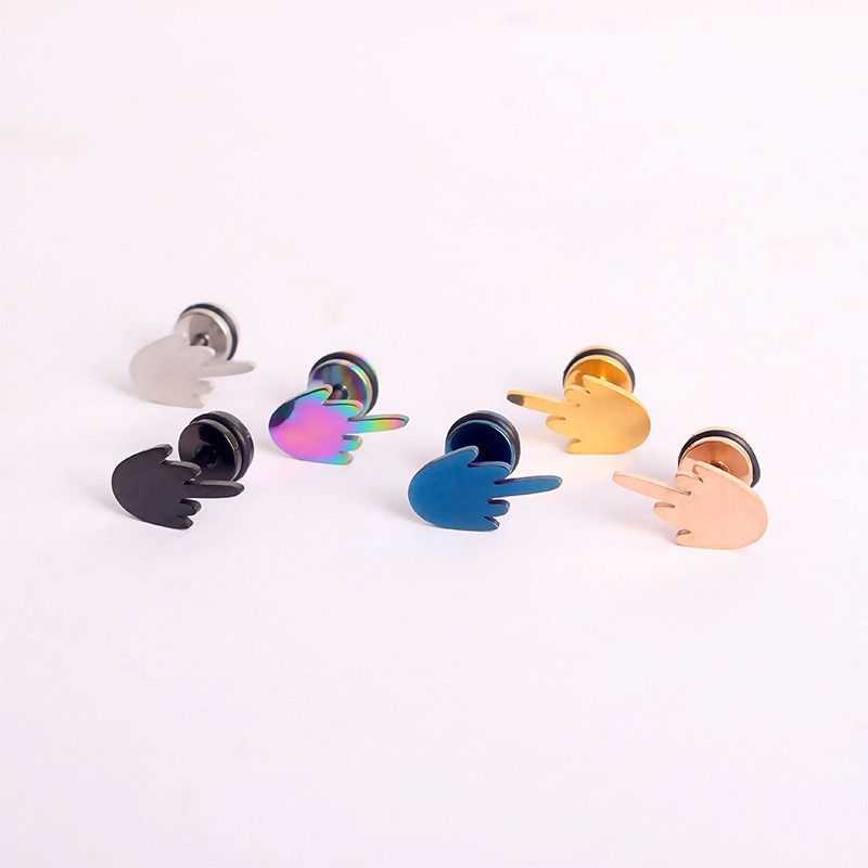 Jewelry F*ck u Modern Earrings One Pairs Chrome Jewelry Size ONE SIZE - 6 Thumbnail