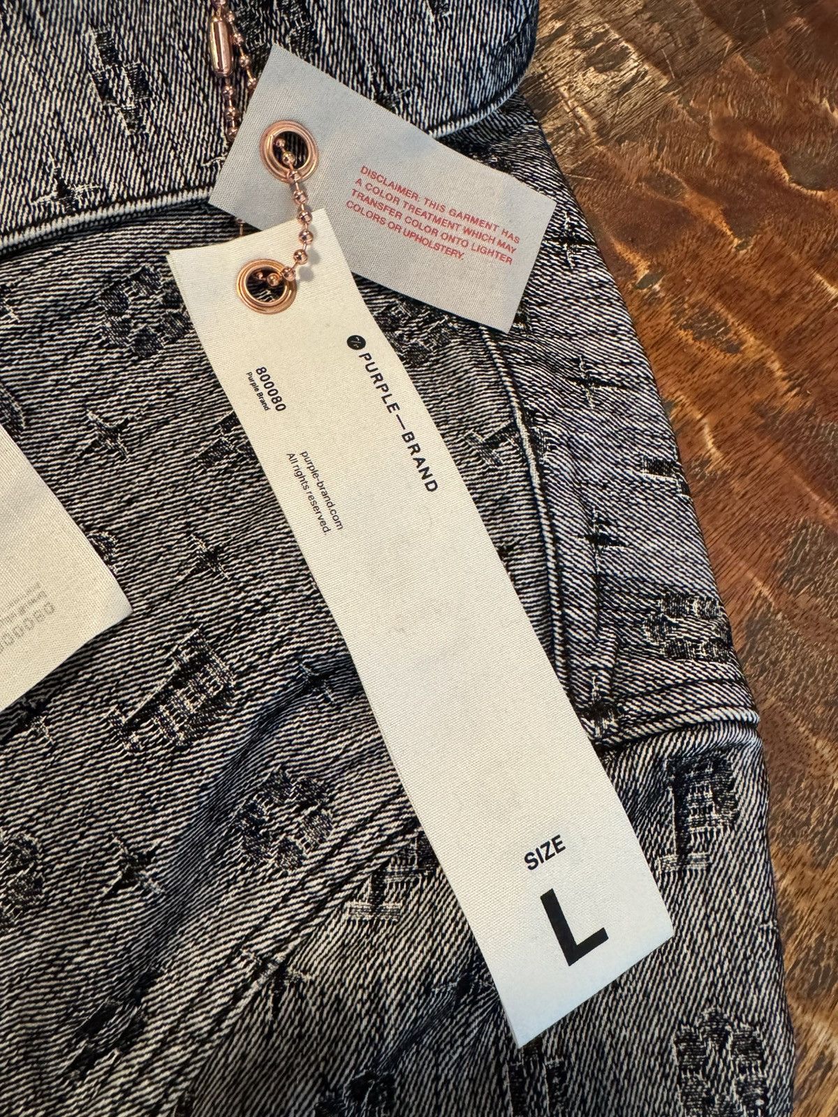 Purple Brand Purple Brand Black Denim White Monogram Flocked Jacket L Size US L / EU 52-54 / 3 - 7 Thumbnail