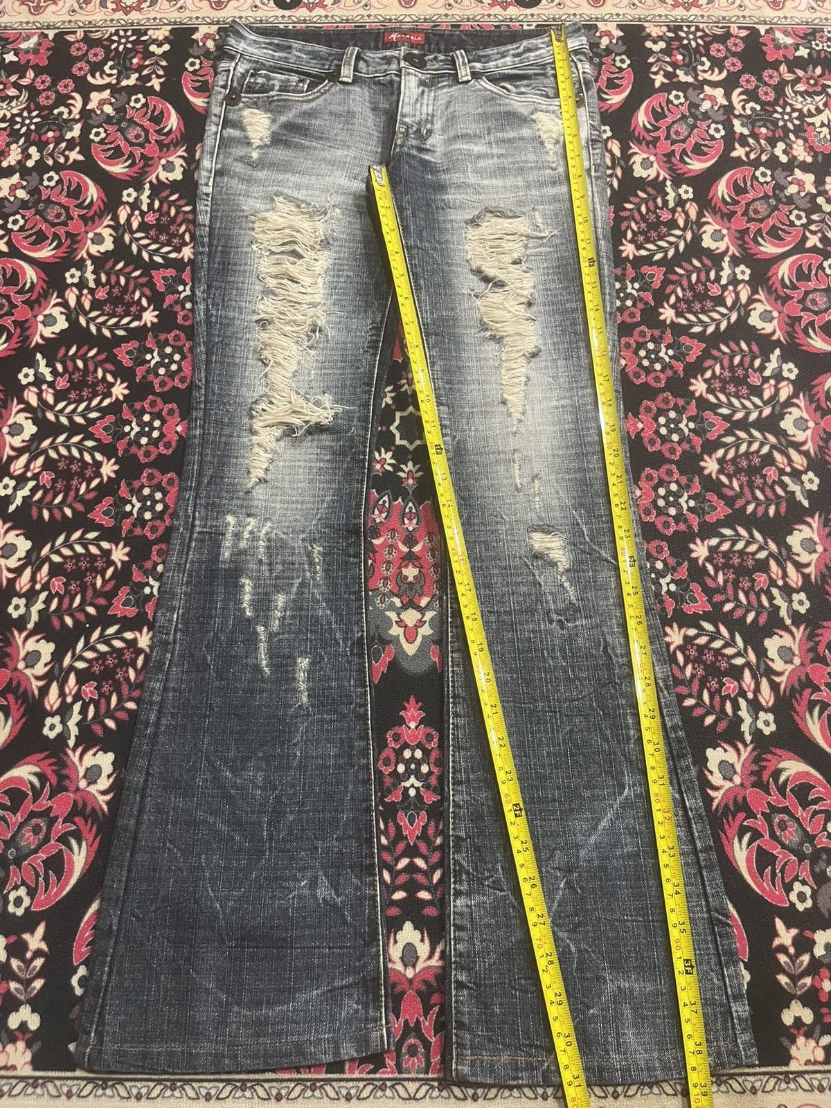 If Six Was Nine Vintage Y2K Japan Maraxia Heavily Destroyed Flare Jeans Size 26" / US 2 / IT 38 - 12 Thumbnail
