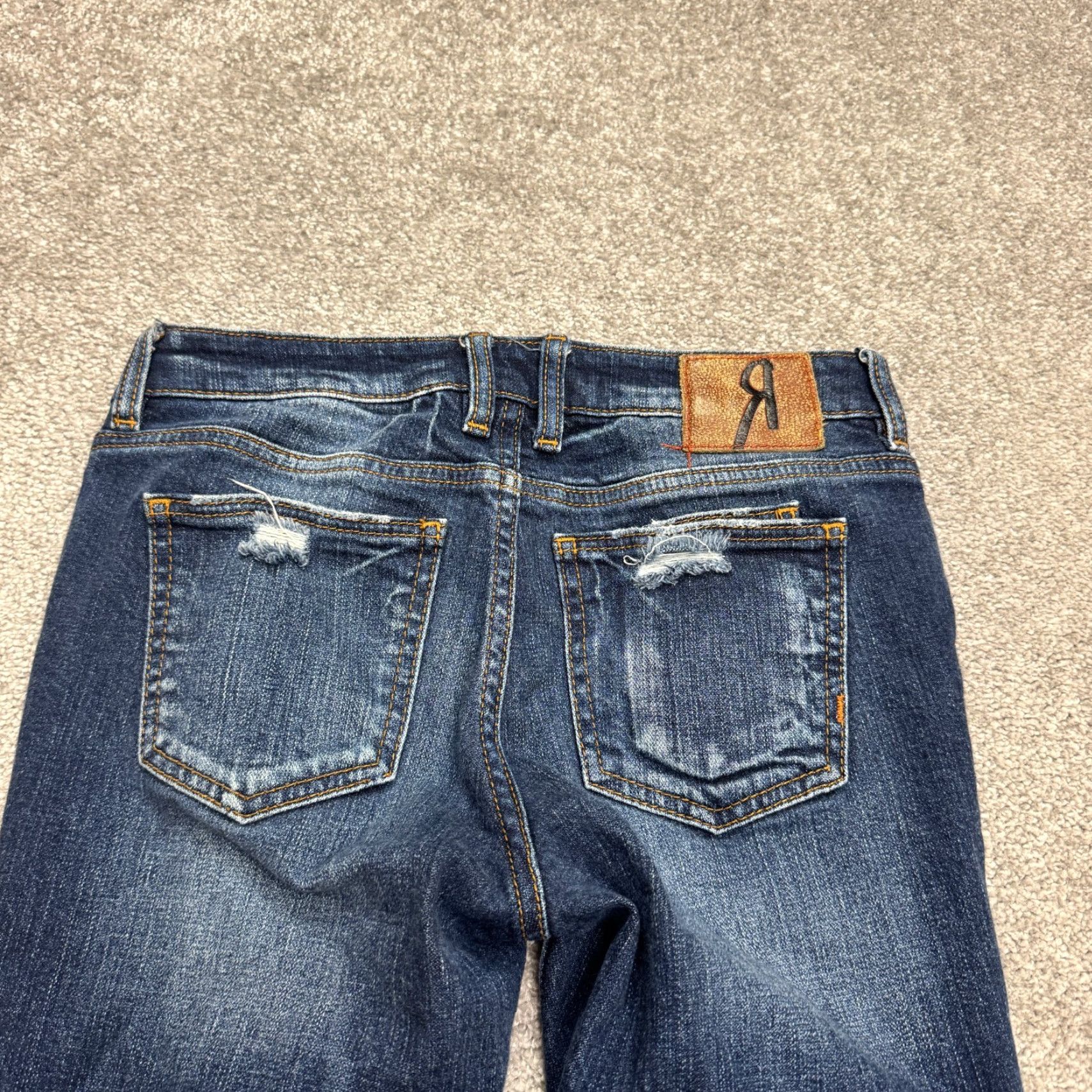 Vintage Rock Revival Womens Distressed Ankle Jeans 26x29 Blue Dark Wash Regular Fit Streetwear Size 26" / US 2 / IT 38 - 7 Thumbnail