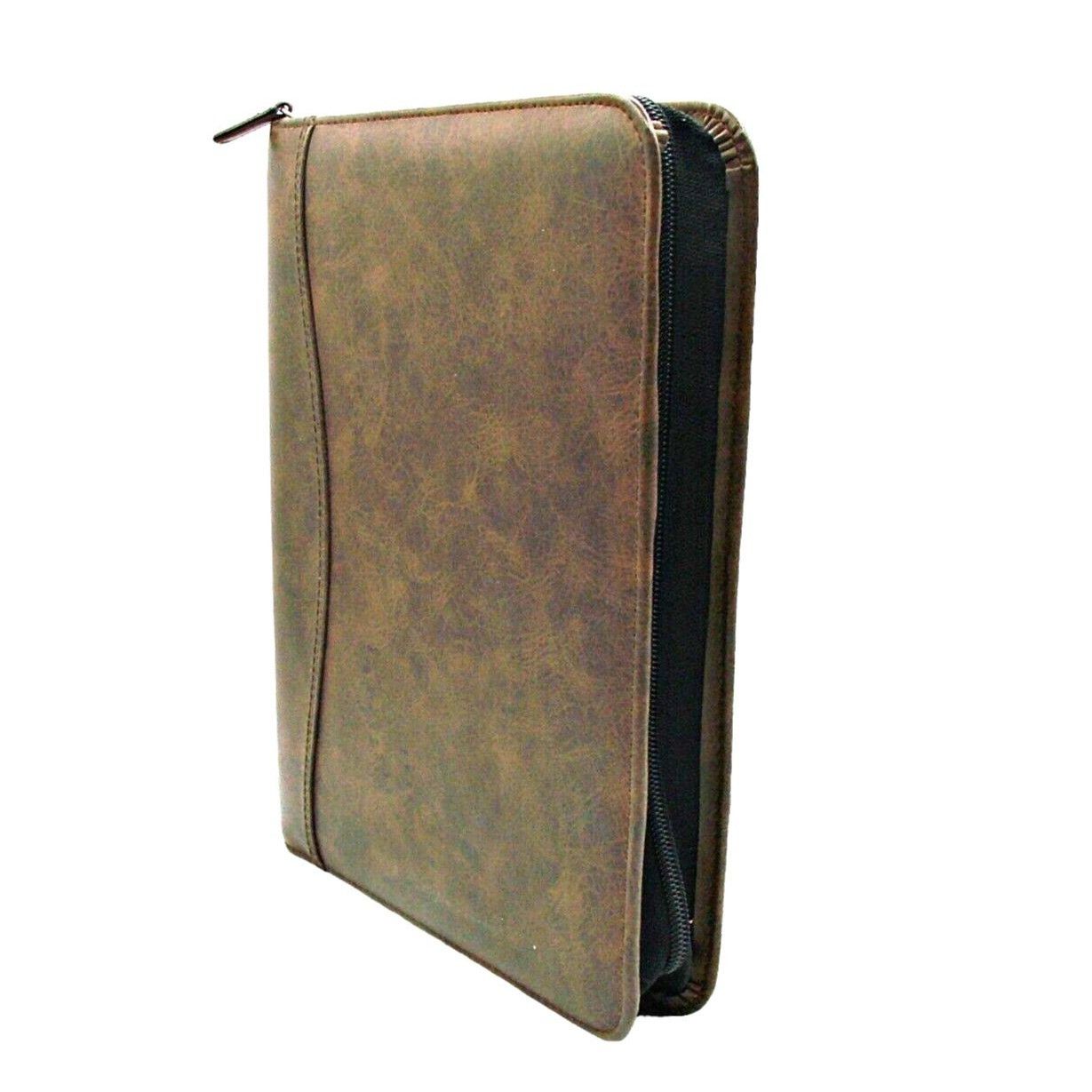 Vintage day timer planner organizer brown genuine leather full zip a