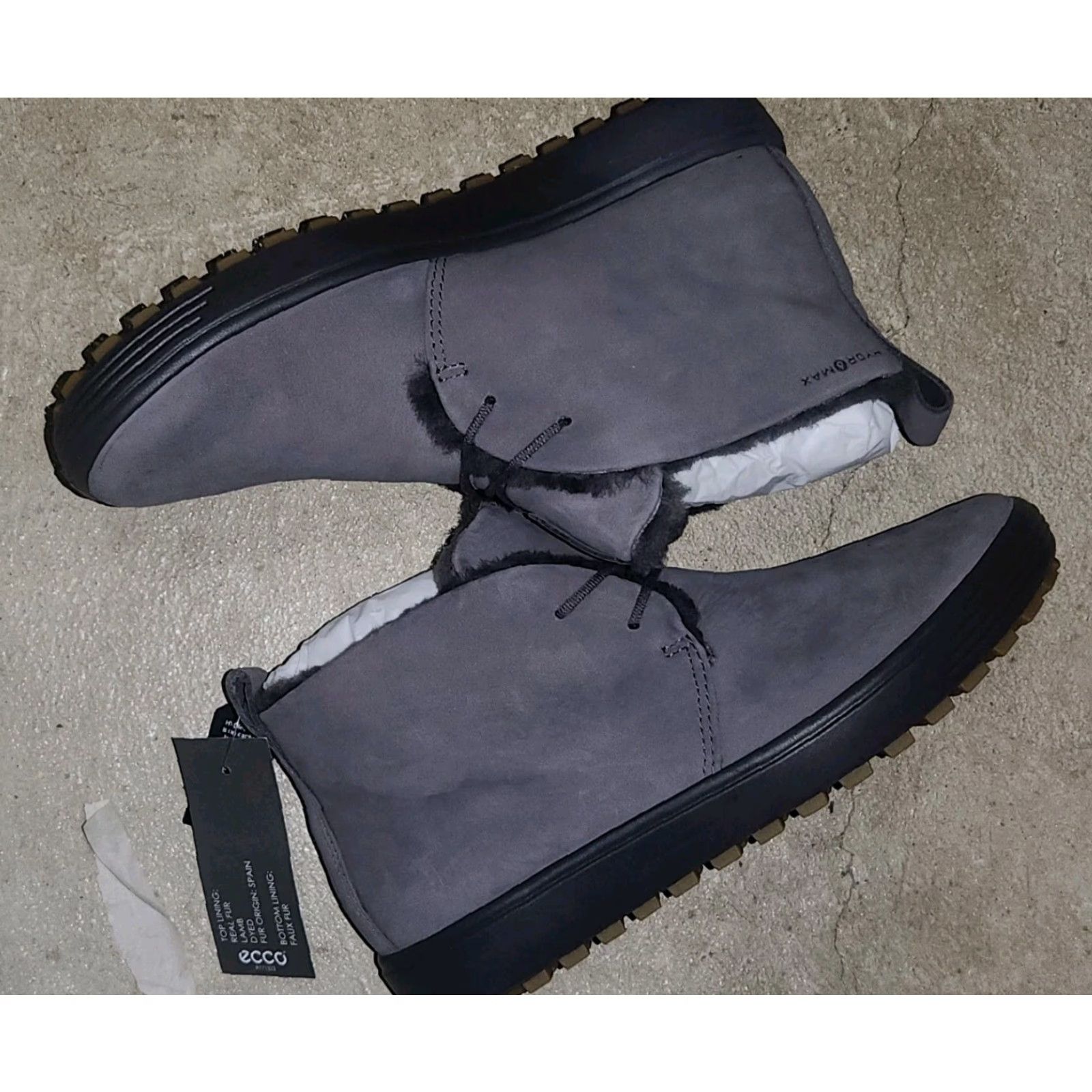 Ecco ECCO Bootie Women's Ankle Nubuck Water Resistant Gray Gravity 40 US 9/9.5 Shearling Leather Nubuck Ecco 7 Tred Soft 7 Size US 6.5 / IT 36.5 - 3 Thumbnail