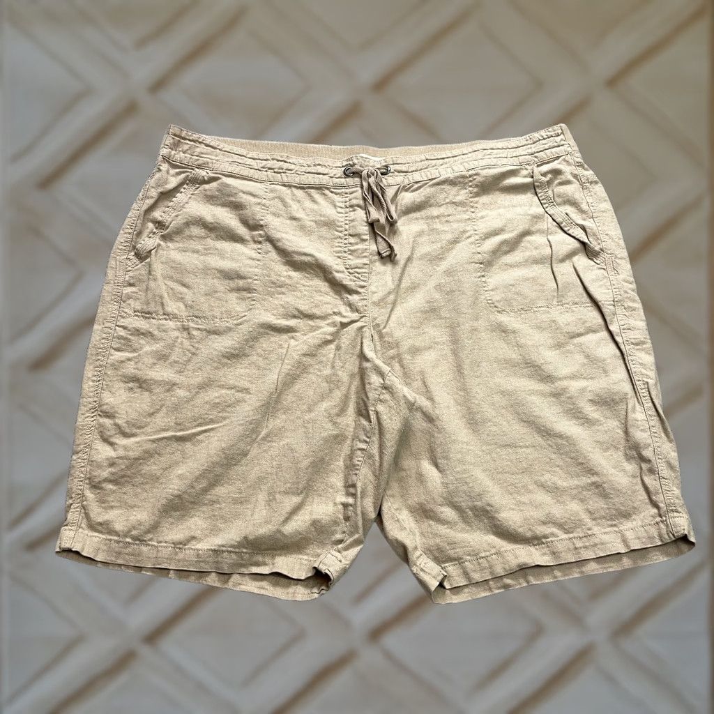 Vintage Per Se Sweatshorts Womens 3X Brown Elastic Waist Linen Soft Casual Stretch 10" Size 30" / US 8 / IT 44 - 1 Thumbnail