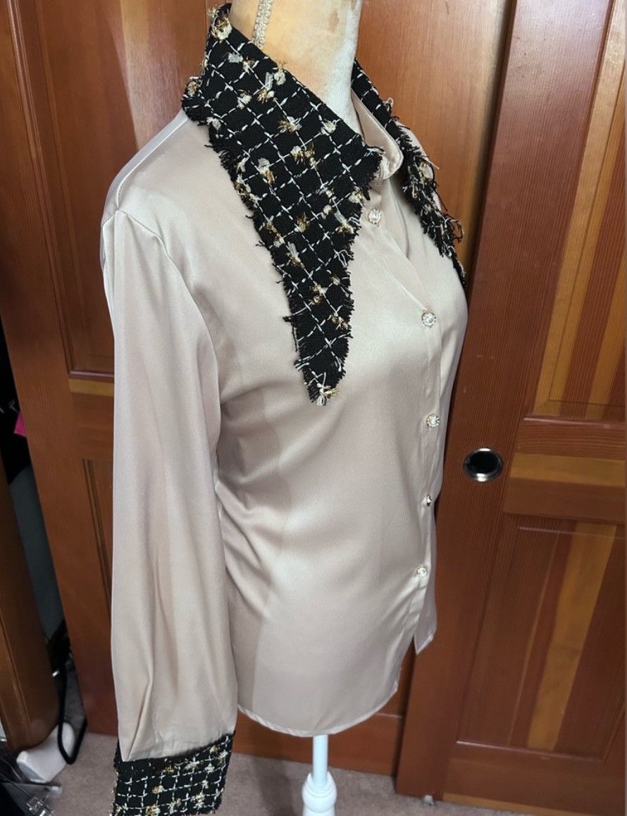 Designer × Other NWT, Lavishly Paris Women’s Elegant Tweed Detail Blouse Size M / US 6-8 / IT 42-44 - 12 Thumbnail
