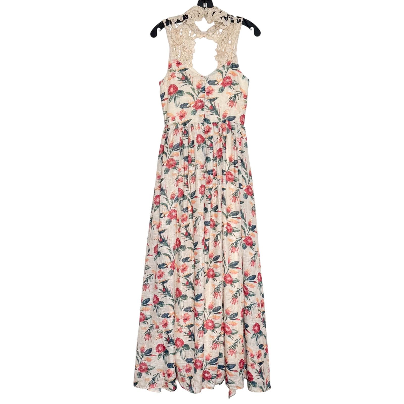 Other Floral Boho Maxi Dress XS Crochet Flowy Tropical Resort Size XS / US 0-2 / IT 36-38 - 2 Thumbnail