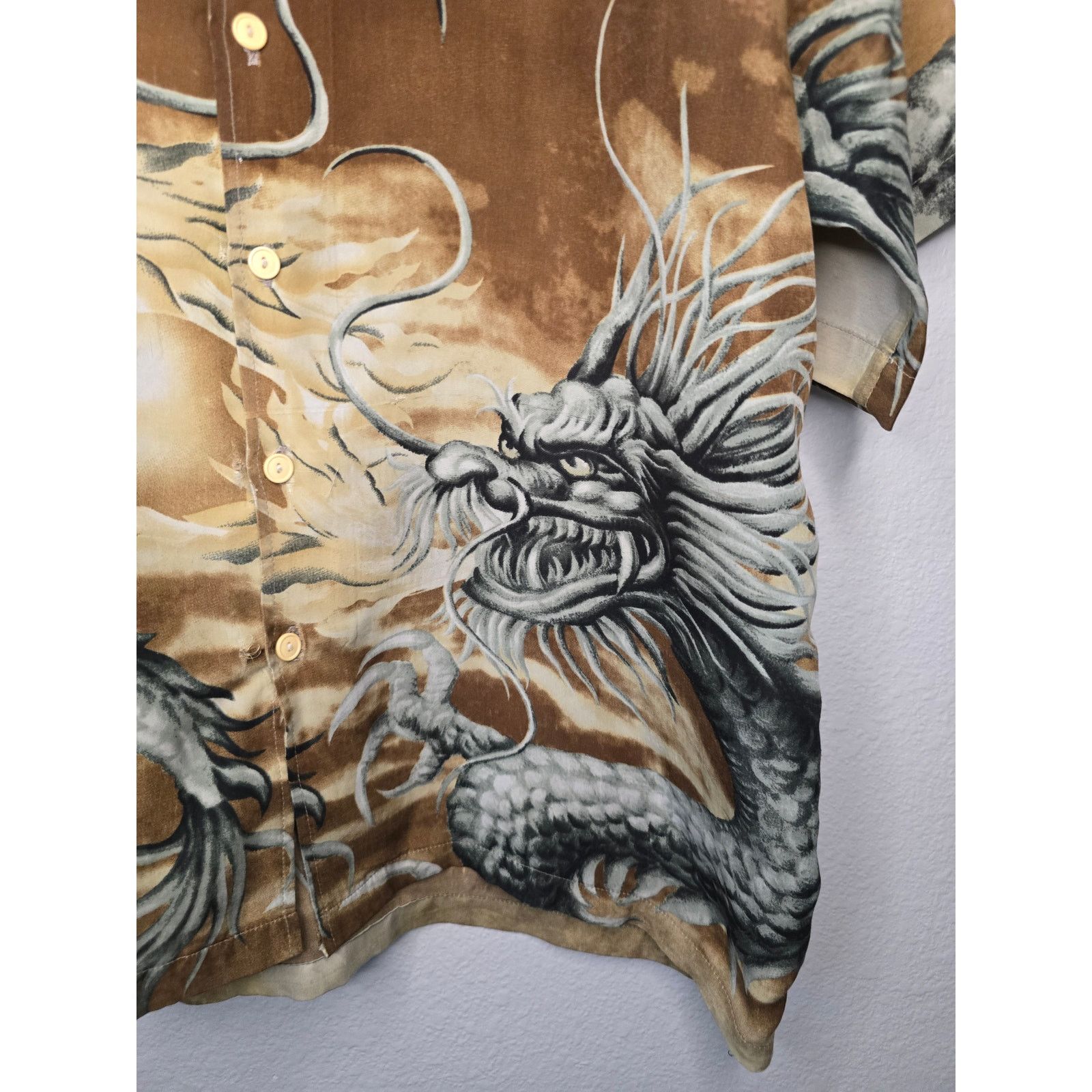Other Y2K Dragon Shirt Brown Oscar Misa L AOP Button Up Size US L / EU 52-54 / 3 - 2 Thumbnail