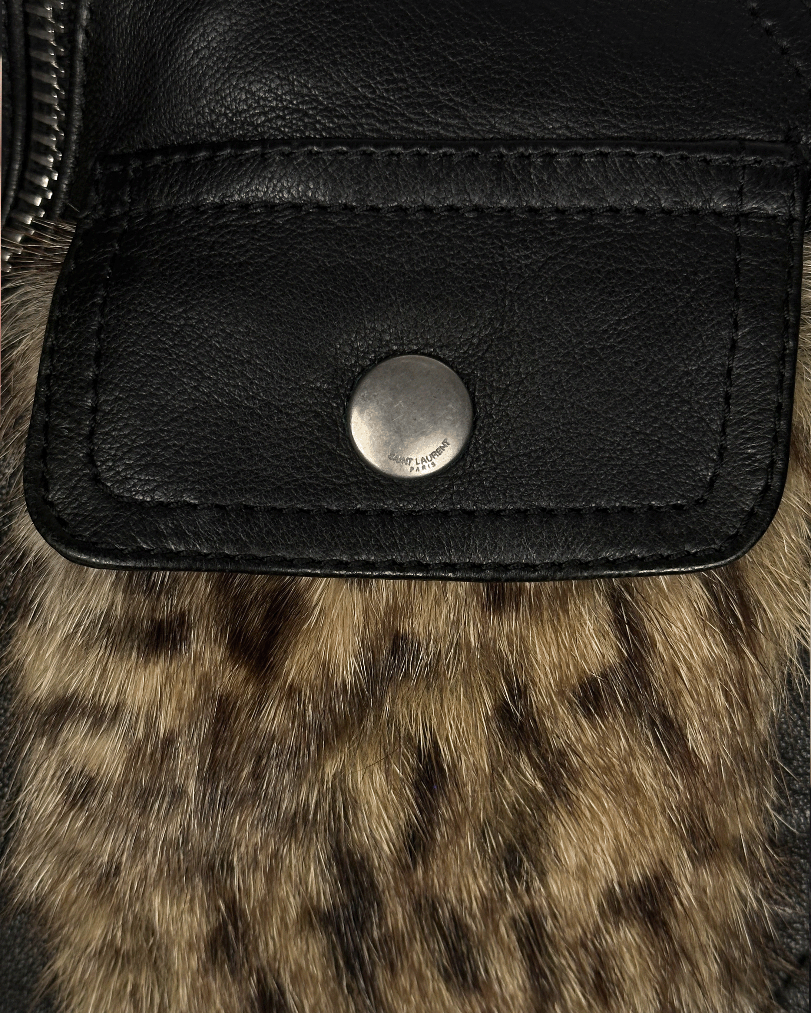 Saint Laurent Paris Saint Laurent Tiger Fur Details Leather Biker Jacket Size US S / EU 44-46 / 1 - 6 Thumbnail
