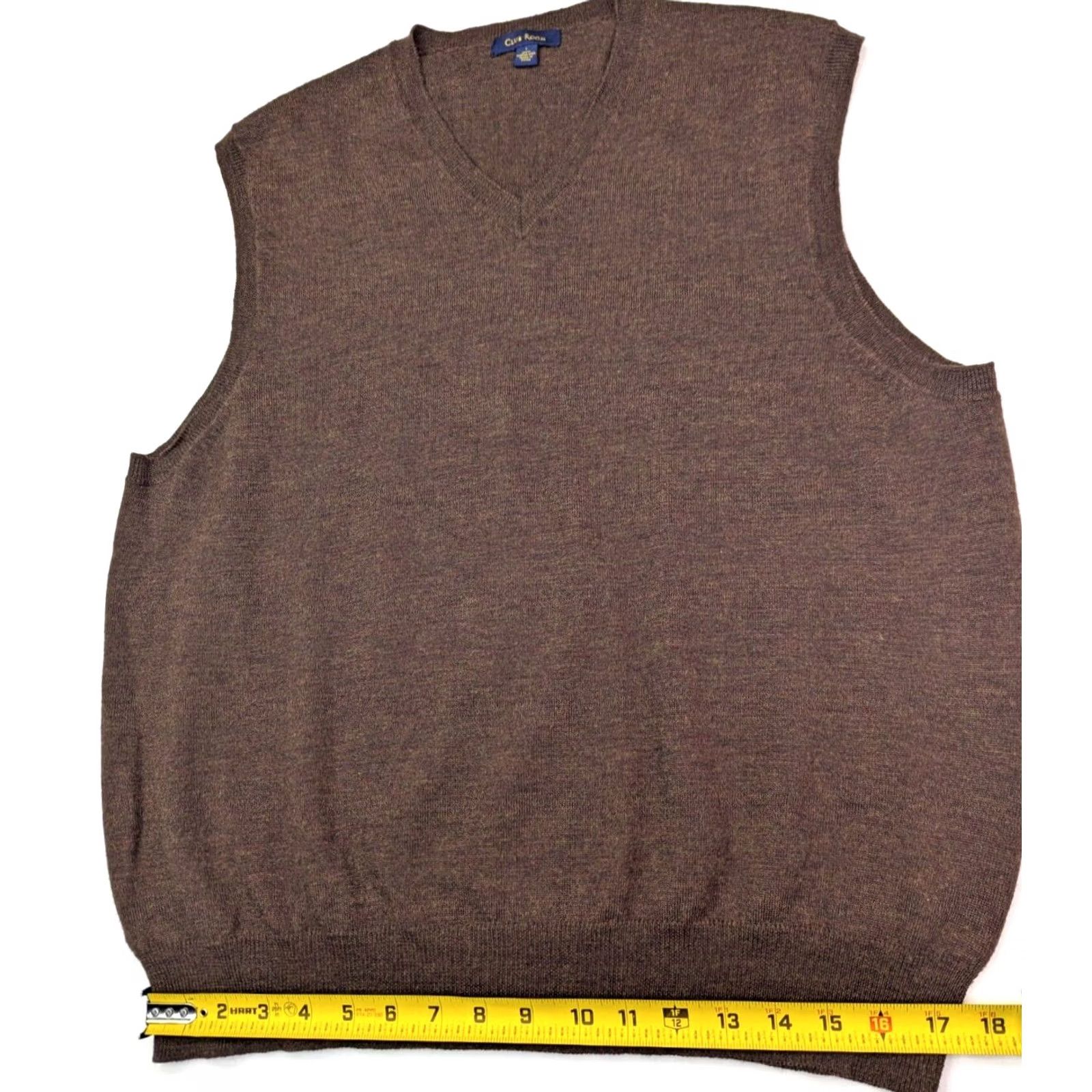 Club Room Club Room Merino Wool Knit Vest Men L Brown Lightweight V-Neck Sweater Size US L / EU 52-54 / 3 - 4 Thumbnail