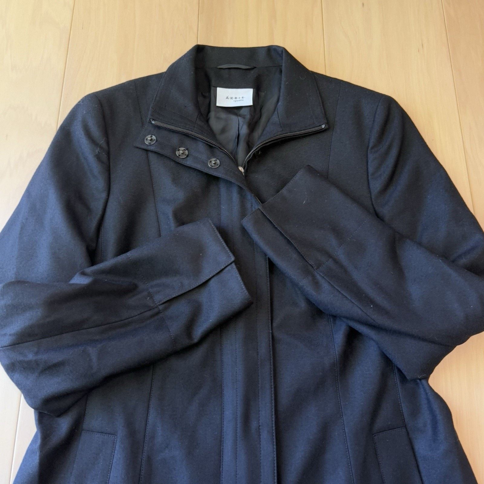 Akris Akris Punto Wool Coat Women's 10 Black Full Zip Minimalist Size L / US 10 / IT 46 - 4 Thumbnail