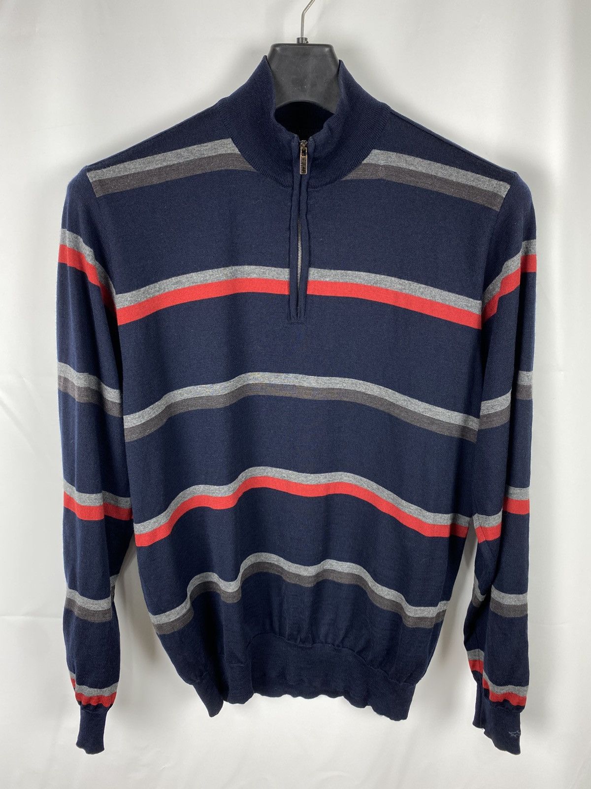 Paul & Shark Paul & Shark Striped Jumper 1/3 Zip Wool Mock Neck size M Size US M / EU 48-50 / 2 - 1 Thumbnail