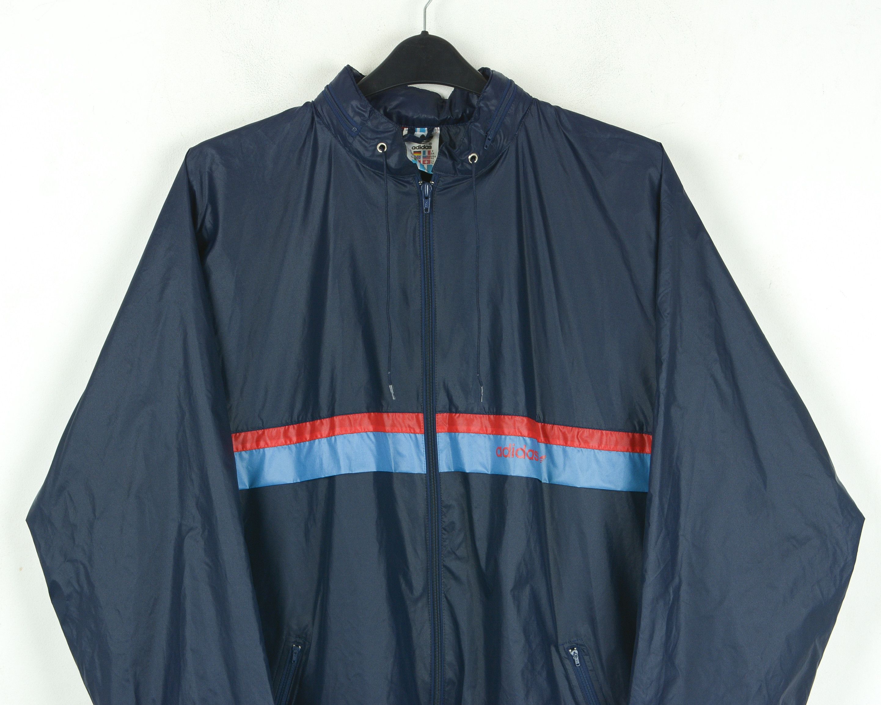 Adidas Mens XL Packable 80s Nylon Track Jacket Hooded UK 44 Sport Size US XL / EU 56 / 4 - 5 Thumbnail