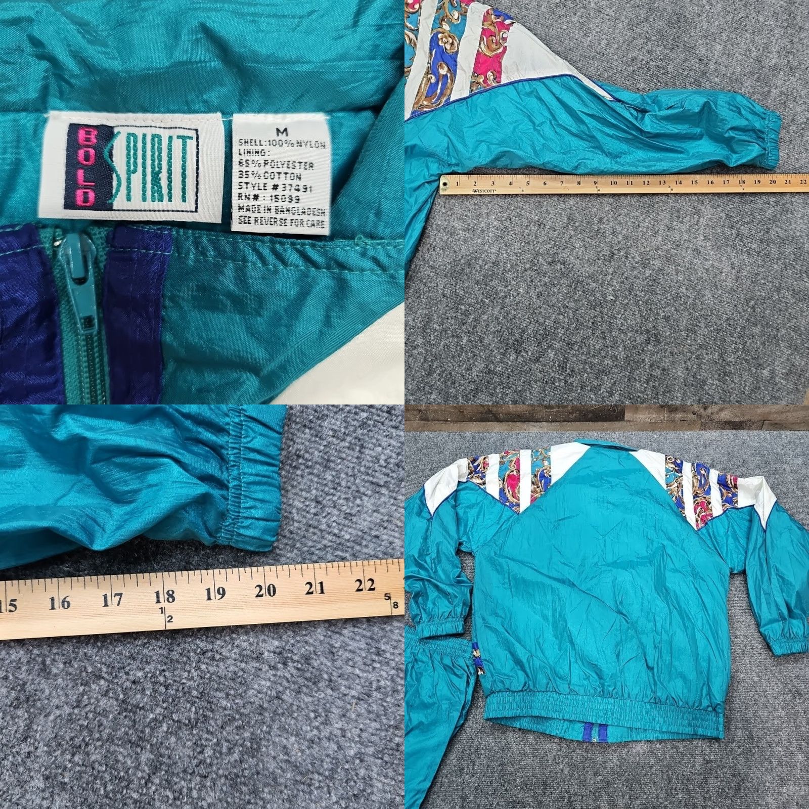 Vintage VINTAGE Bold Spirit Track Suit Women M Aqua W/ Stripes Jacket & Pants 90s Mens Womens Girls Size 32" / US 10 / IT 46 - 8 Thumbnail