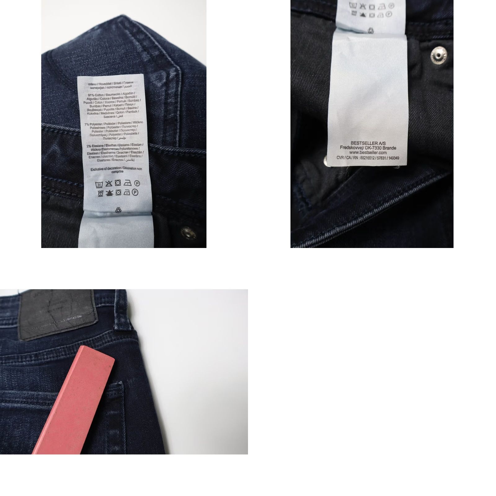 Jack & Jones JACK & JONES Skinny/Liam Jeans Men's W32/L32 Blue Whiskers Faded Zip Fly Stretch Jeans Size US 32 / EU 48 - 8 Thumbnail