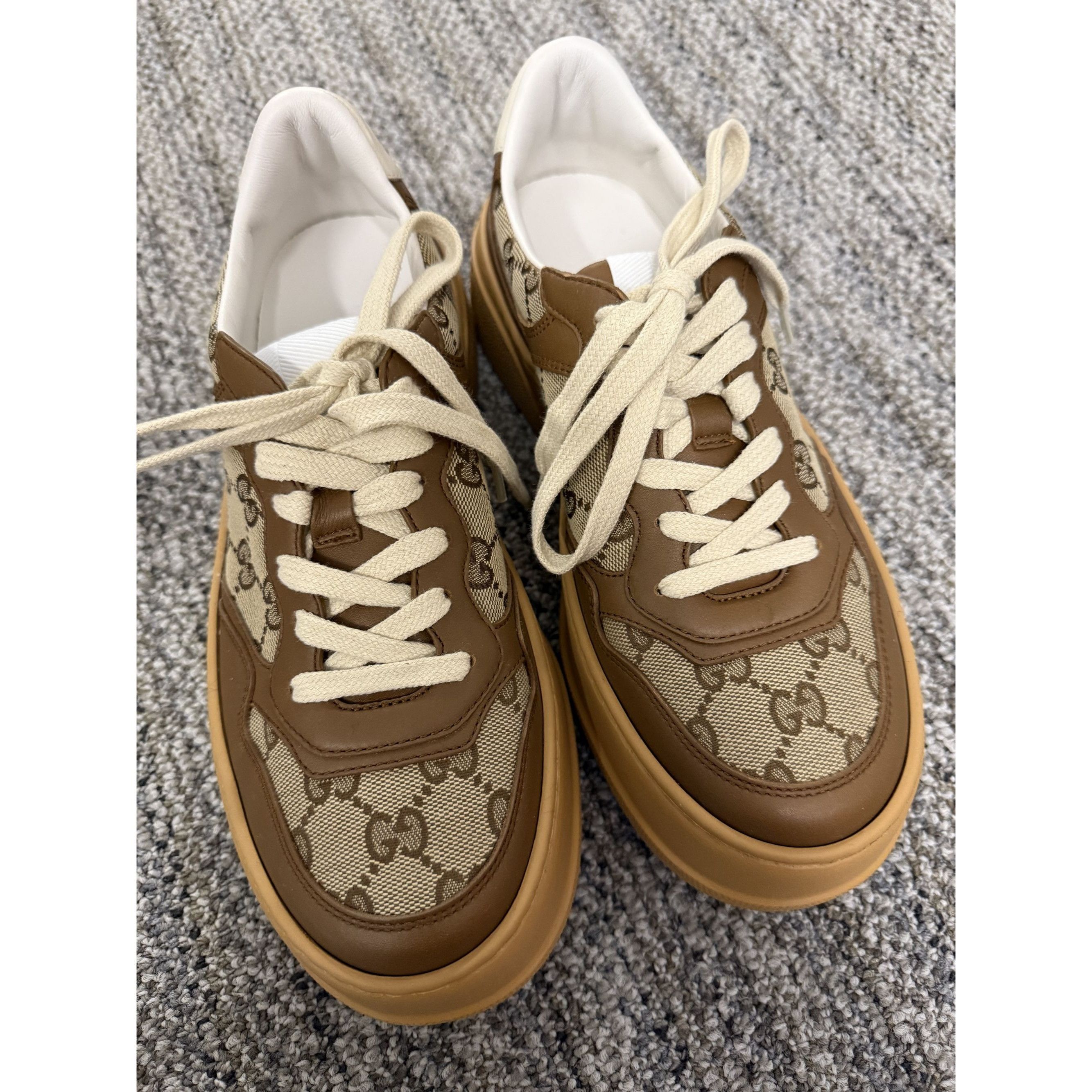Gucci Gucci GG Supreme Beige & Brown Sneakers Made In Italy Size US 8 / IT 38 - 9 Thumbnail