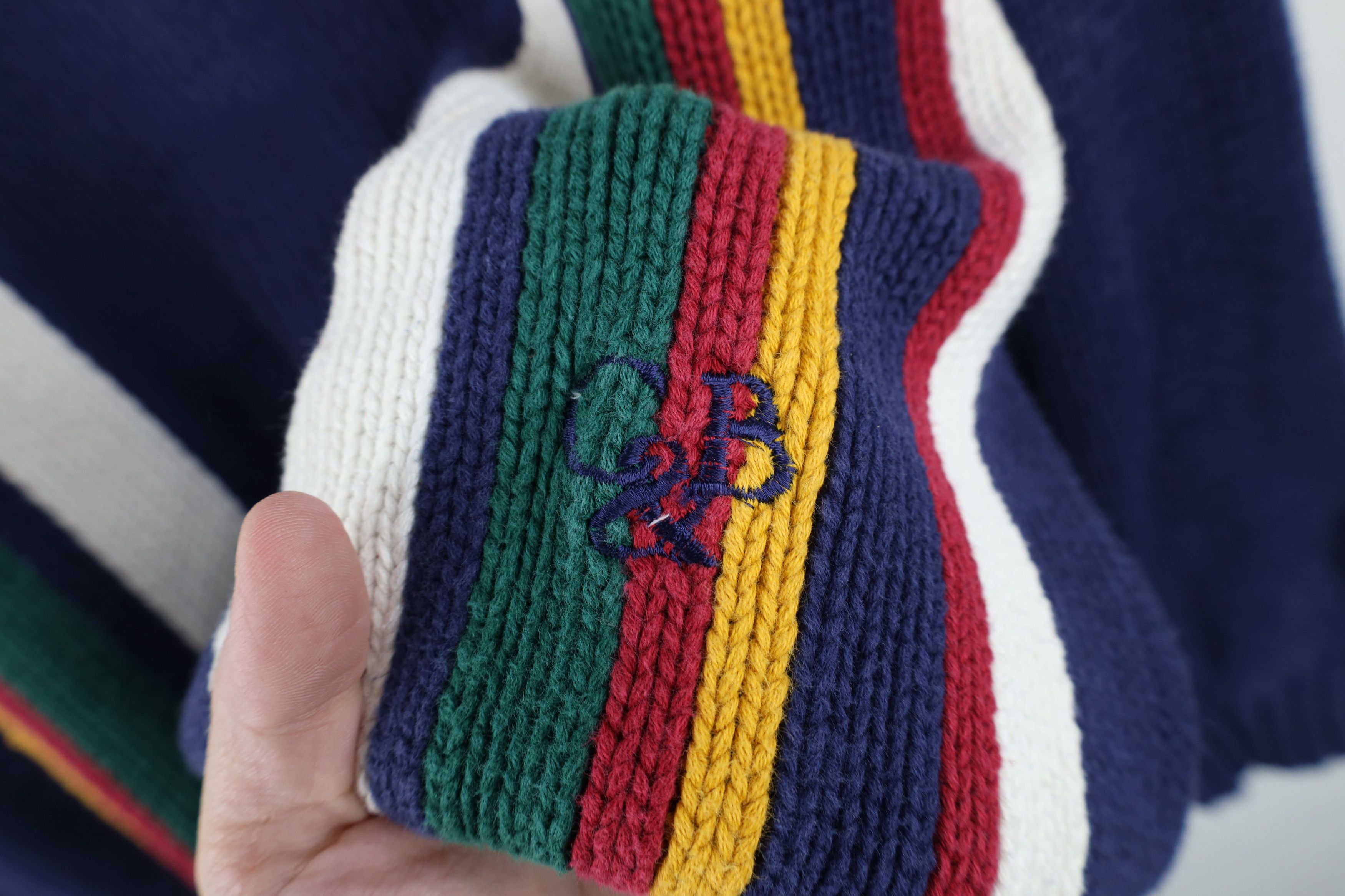 Vintage Vintage 90s Streetwear Rainbow Striped Cotton Knit Sweater Size US XL / EU 56 / 4 - 4 Thumbnail