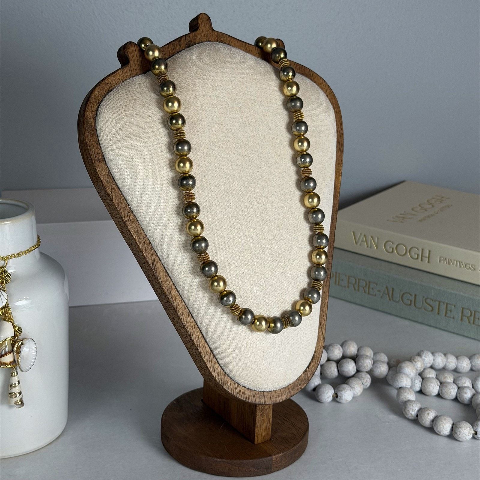Other Classic Elegant VTG 1980s 32" Two-Tone 12mm Beaded Necklace Size ONE SIZE - 2 Thumbnail