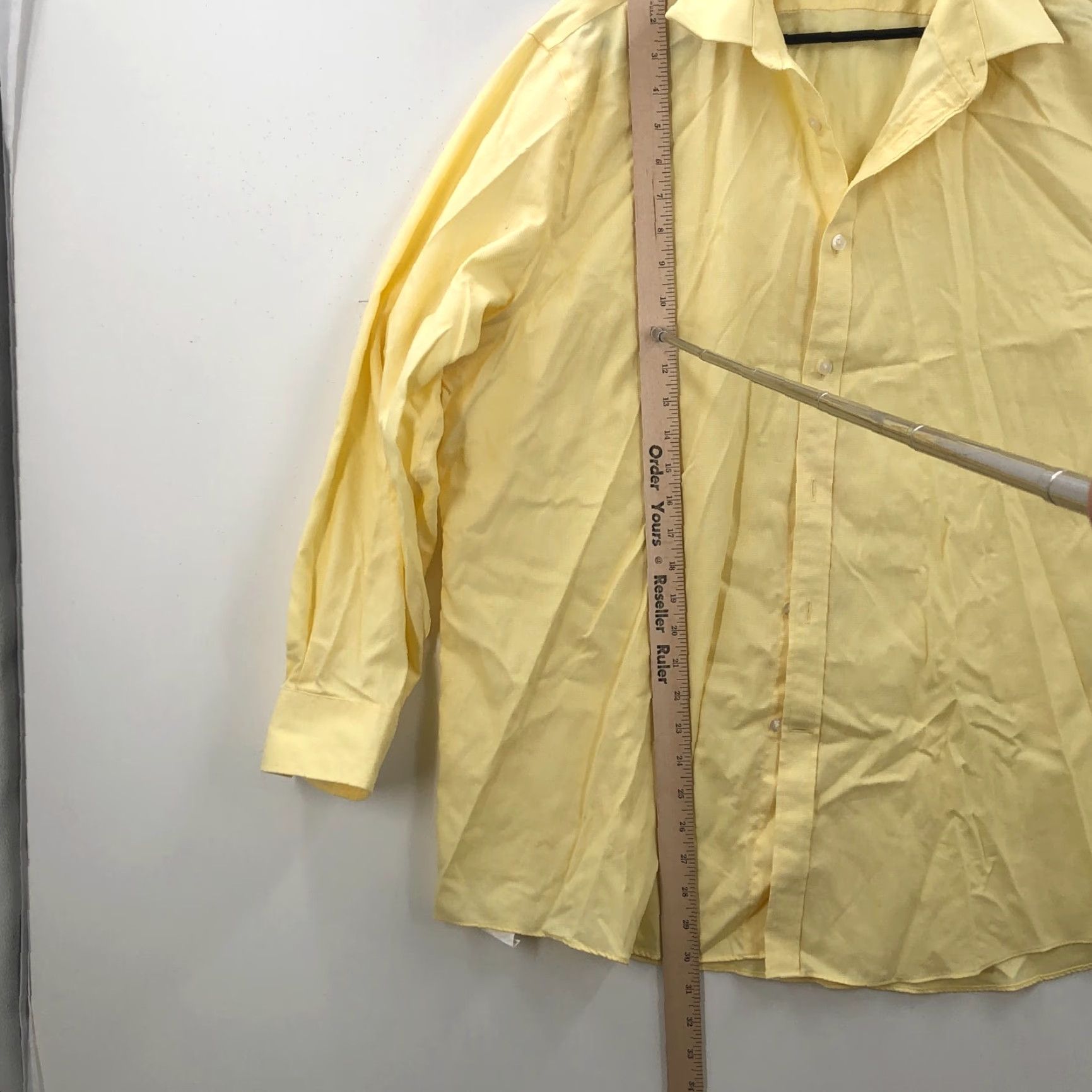 Michael Kors Michael Kors Mens Dress Shirt Shirt Yellow Long Sleeve Button-Down 17.5 32/33 Adult Regular Chest 52in Cotton 30.5in Size US XL / EU 56 / 4 - 7 Thumbnail