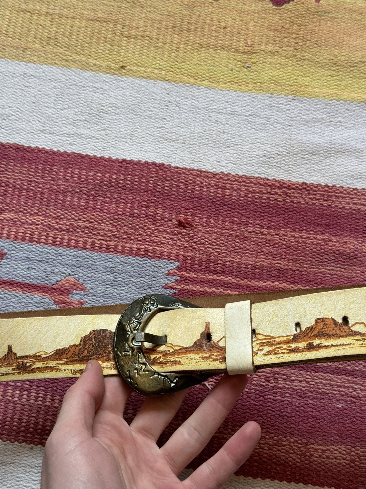Genuine Leather Vintage Women’s y2k Genuine Leather USA Texas Cactus Belt Size ONE SIZE - 2 Thumbnail
