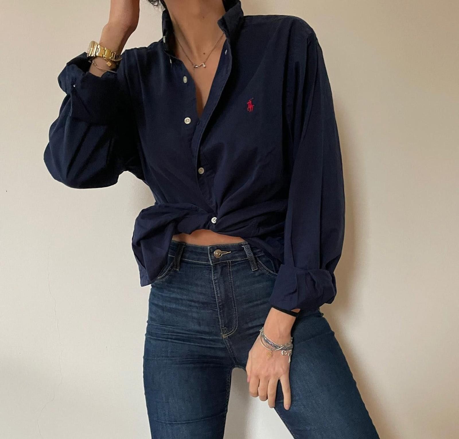 Polo Ralph Lauren Unisex Ralph Lauren Classic Oxford Shirt Navy Blue Medium Size US M / EU 48-50 / 2 - 1 Thumbnail