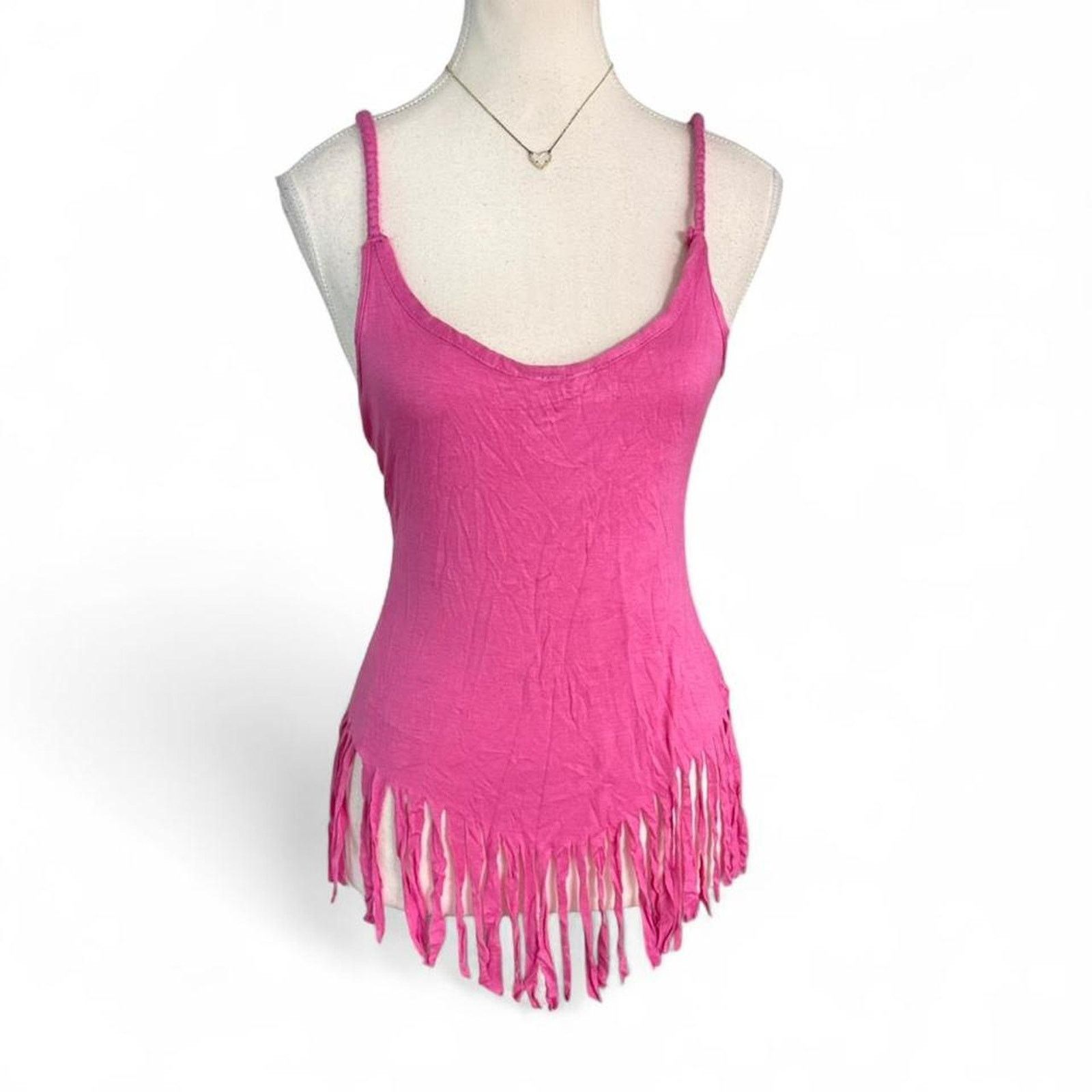 Other Pink Fringe Y2K Boho Summer Tank Top Love By Chelsey size M Size M / US 6-8 / IT 42-44 - 1 Thumbnail
