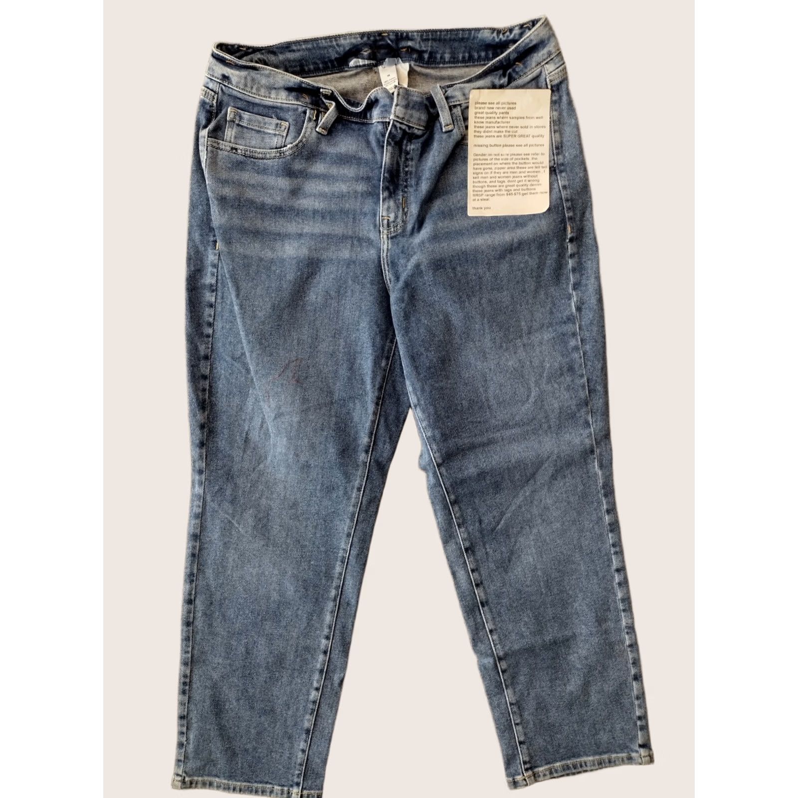Vintage Unbranded Women's High Rise Straight Denim Jeans Size 14 Grey? Blue? Distressed, Dark Wash, online Size 36" / US 14 / IT 50 - 1 Thumbnail