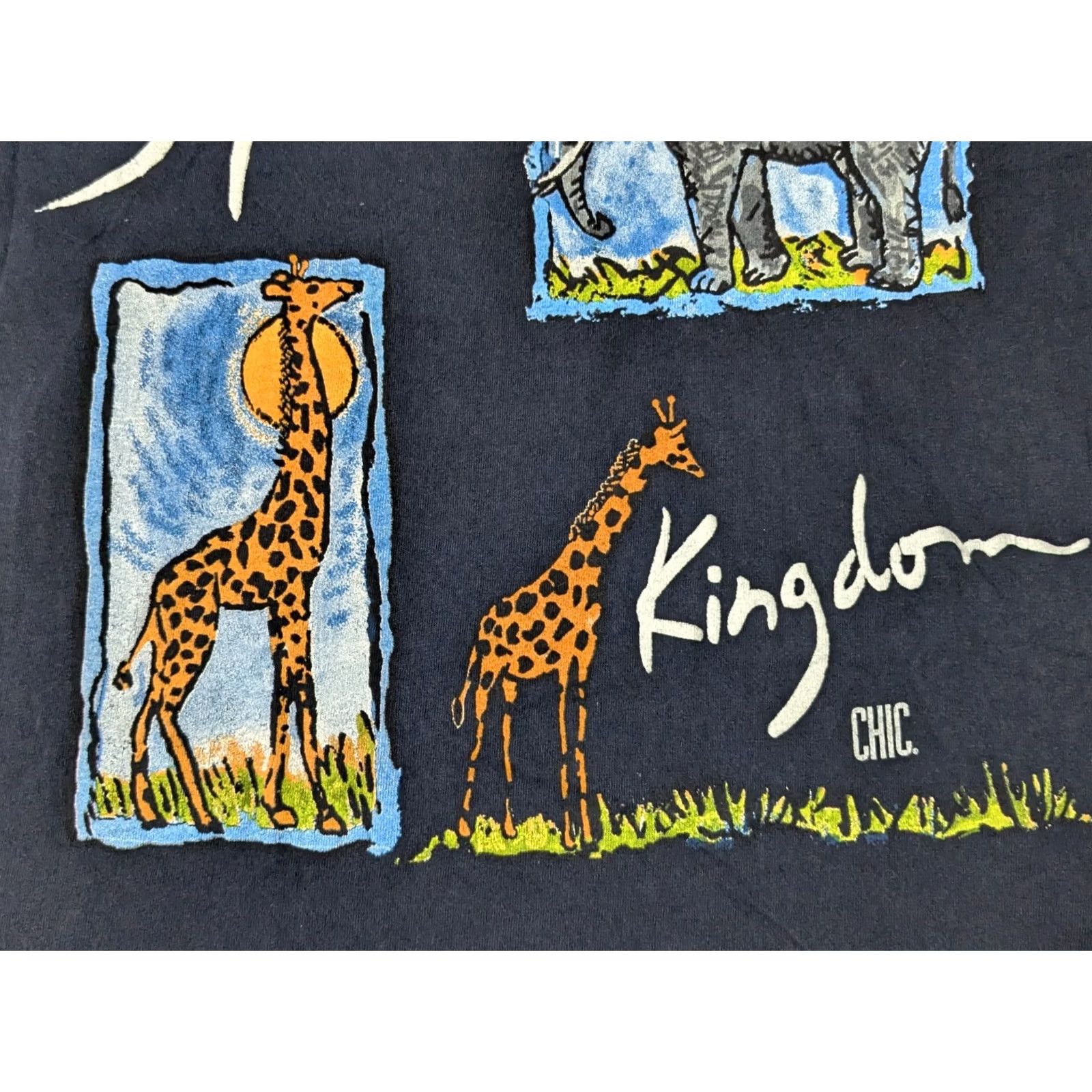 Vintage CHIC T-Shirt Men L Blue VTG 90s THE WILD KINGDOM SAFARI Tiger Elephant Giraffe Double-Sided Crew Neck Short Sleeve Graphic Print Size US L / EU 52-54 / 3 - 6 Thumbnail