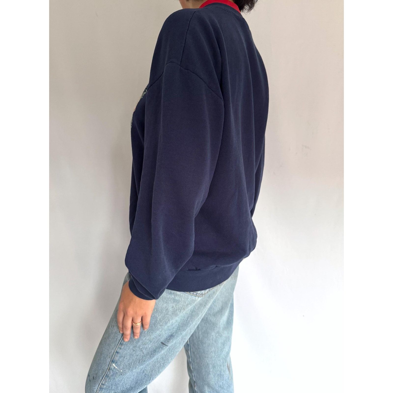 Jerzees 90s vintage blue winter holiday graphic pullover sweatshirt Size L / US 10 / IT 46 - 4 Thumbnail