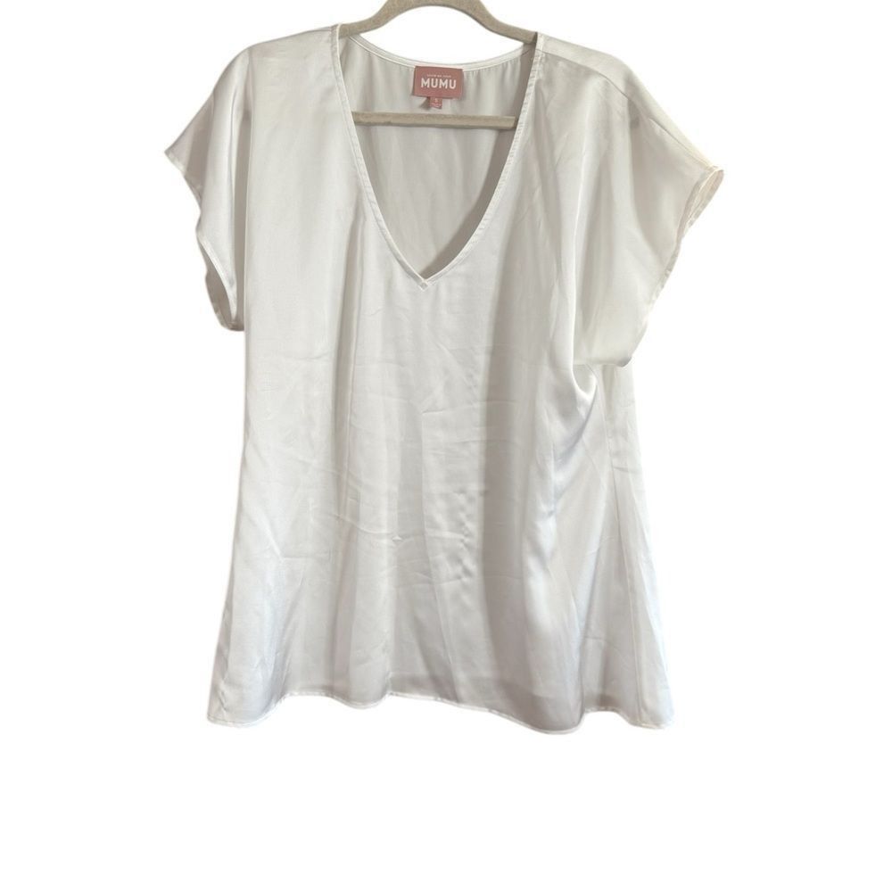 Other Show Me Your MuMu White Cuffed Sleeve Relaxed Blouse Size S / US 4 / IT 40 - 6 Thumbnail