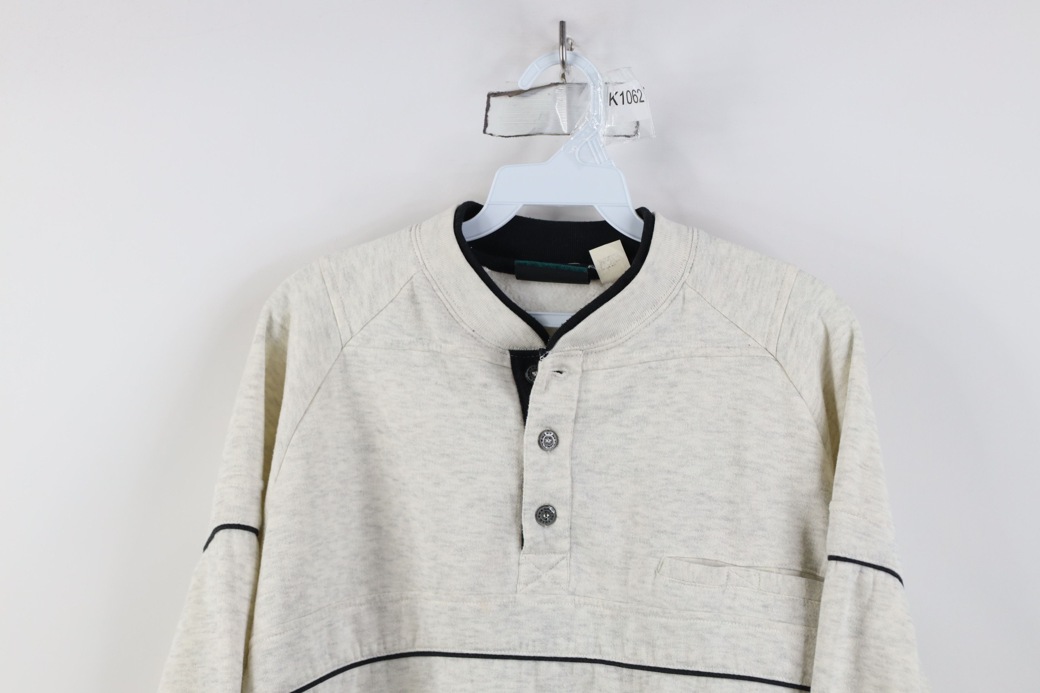 Vintage Vintage 90s Streetwear Henley Pullover Sweatshirt Gray Size US L / EU 52-54 / 3 - 2 Thumbnail