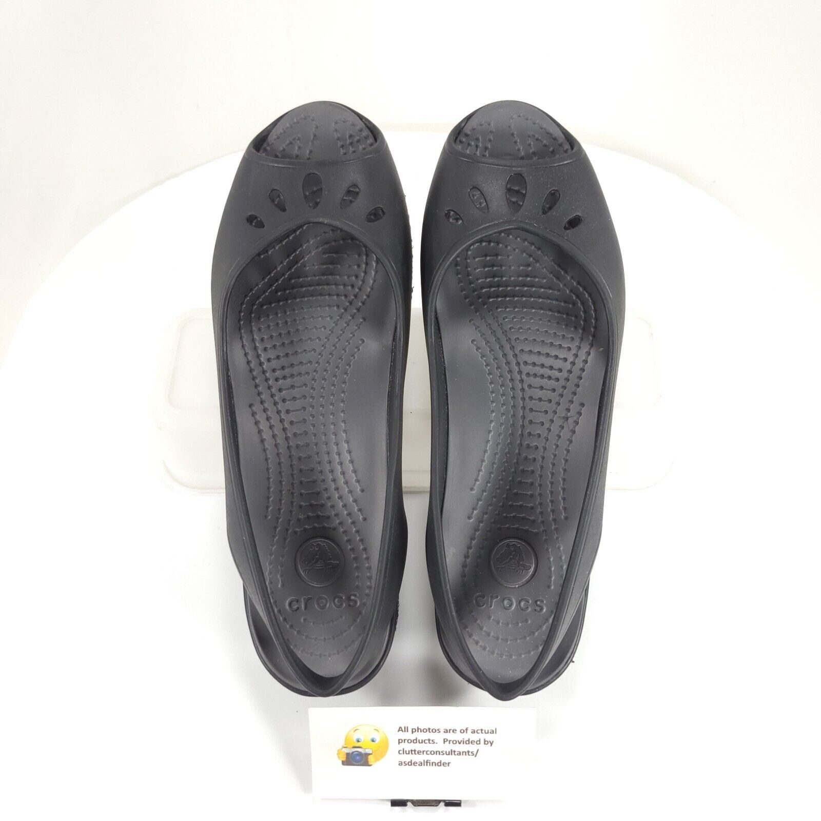 Crocs Crocs Slip on Casual Ballet Flat Womens Size 10 Black Rubber Size US 10 / IT 40 - 6 Thumbnail