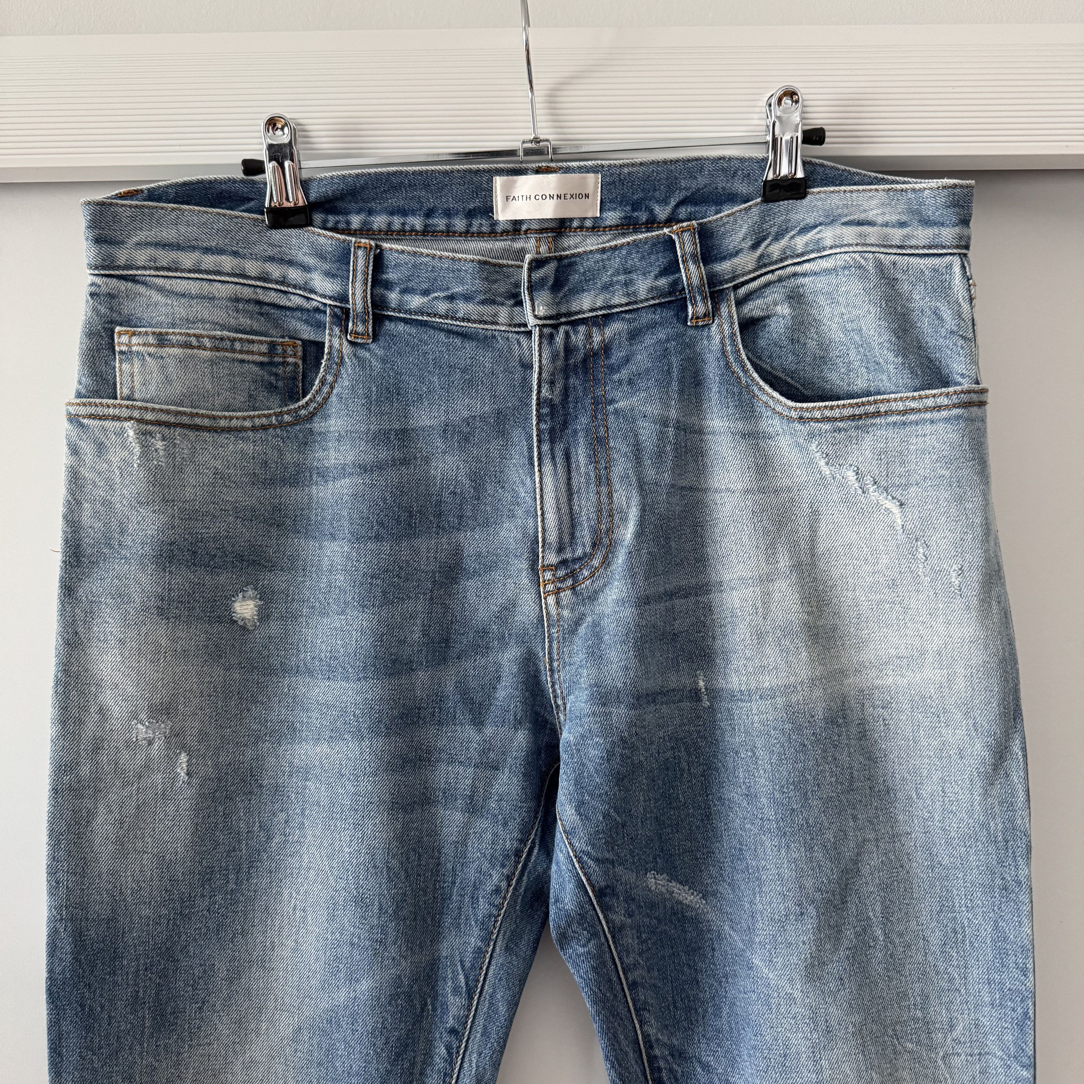 Faith Connexion Faith Connexion Light Blue Slim Fit Denim Jeans Distressed Size US 33 - 5 Thumbnail