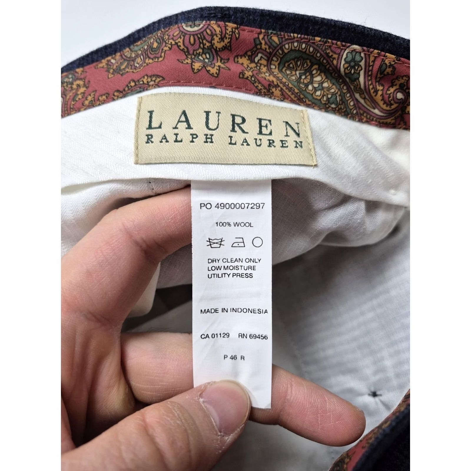 Ralph Lauren Ralph Lauren Dress Pants Men's 46 x 36 Wool Plaid Flat Front Navy Blue Pockets Straight Wool Dress Pants Mens Regular Size 46W 36L Size US 30 / EU 46 - 3 Thumbnail