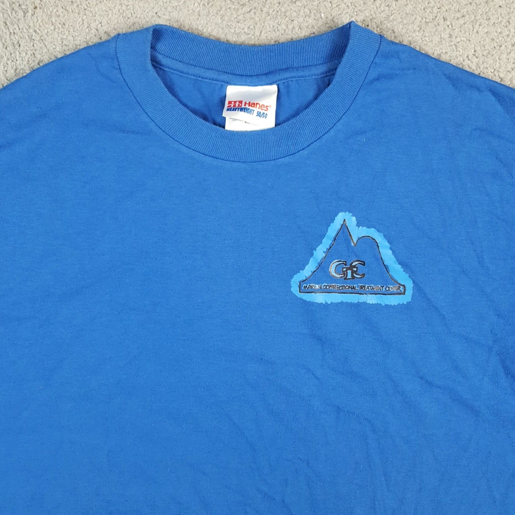 Hanes VINTAGE Hanes Inmate Tee Shirt Prison Jail T Shirt Mens Size M Blue Cotton Embroidered Logo 90s Retro Jail Prison Inmate 00s Y2K Old School Shirt Mens Size US M / EU 48-50 / 2 - 3 Thumbnail