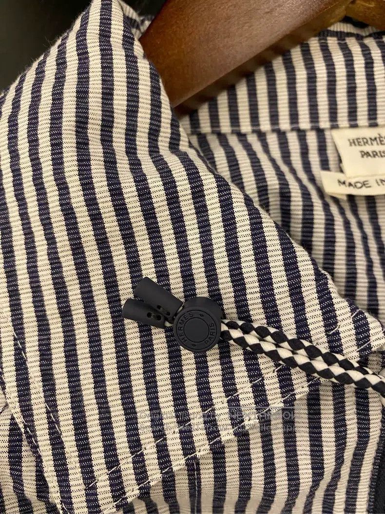 Hermes Hermes Striped Lapel Casual Beach Jacket Coat, Blue-Grey Size XXS / US 00 / IT 34 - 4 Thumbnail