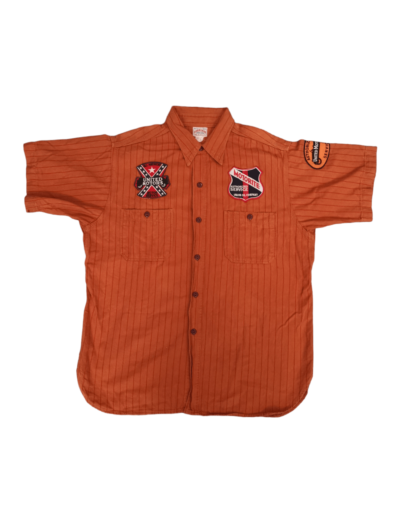 image of The Real Mccoys x Union Made VTG 8 Hour Union By Joe Mccoy Work Shirt in Orange, Men's (Size Medium