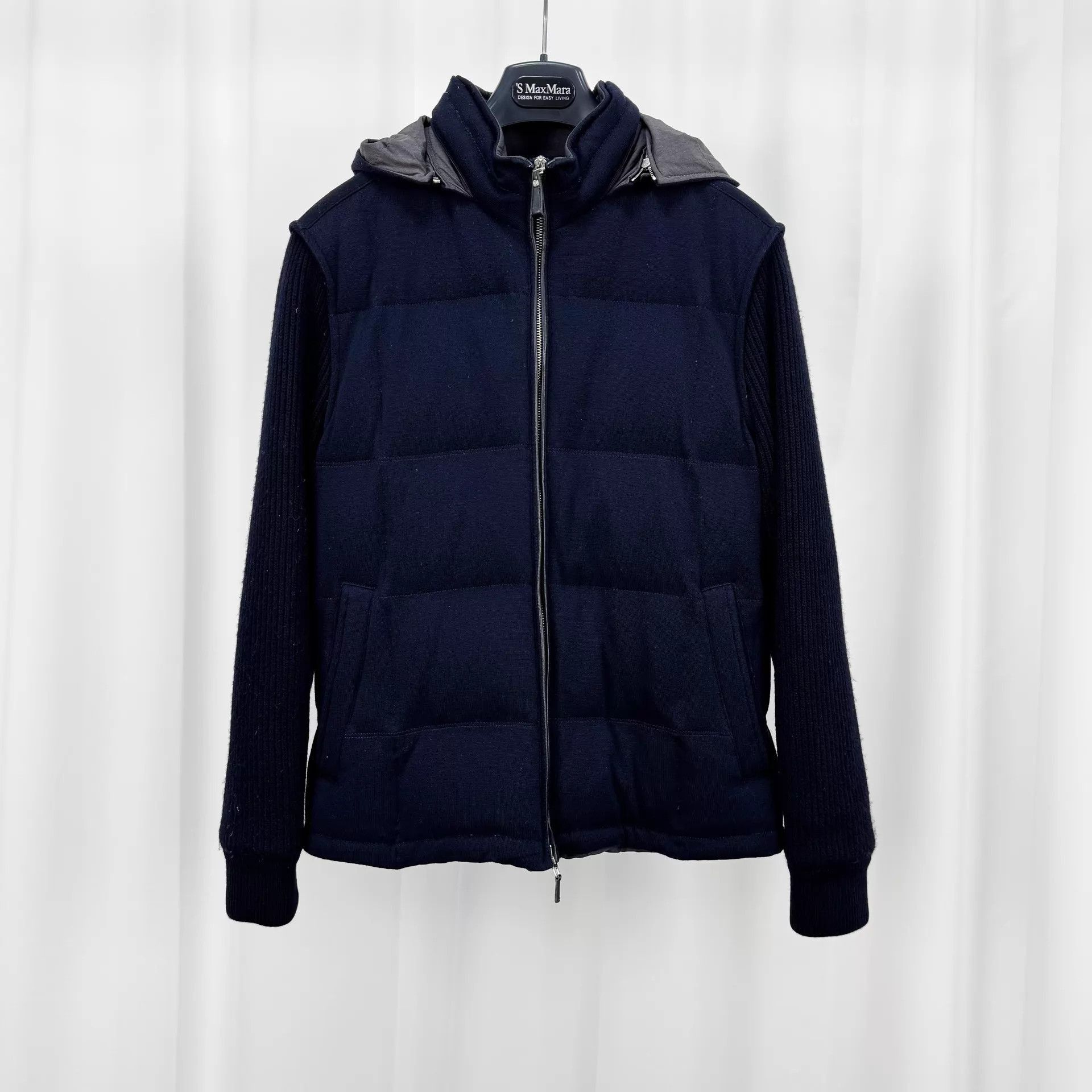 Ermenegildo Zegna Hooded Quilted Jacket with Knit Sleeves Size US M / EU 48-50 / 2 - 1 Thumbnail