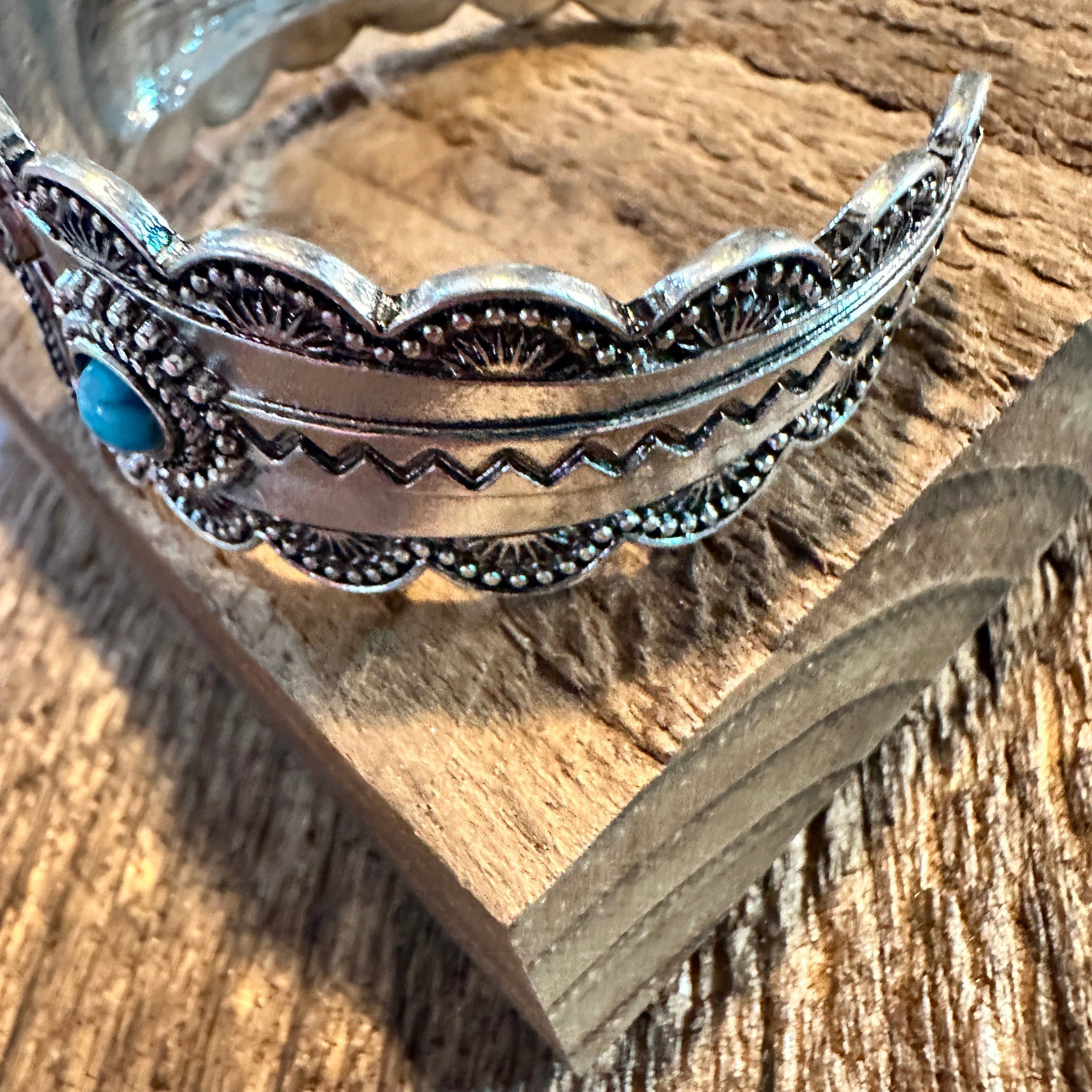 Other Boho Vintage SouthWestern Turquoise Concho Cuff Bracelet, Tu Size ONE SIZE - 4 Thumbnail