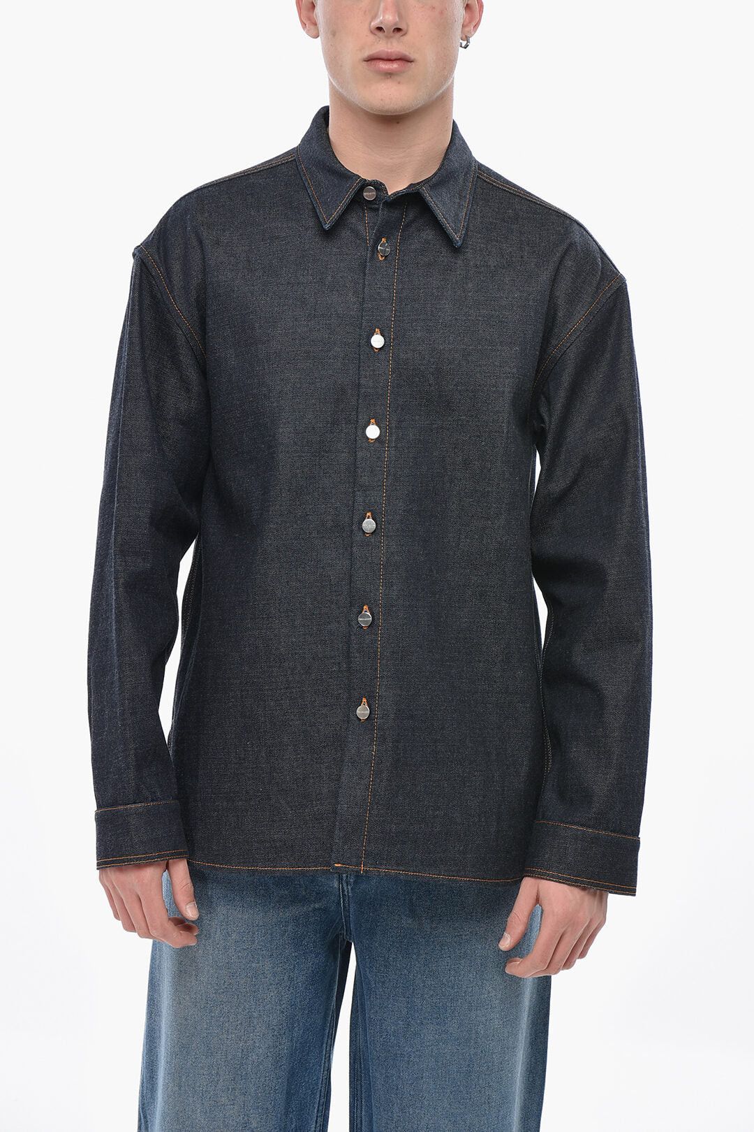 Salvatore Ferragamo og1mm0426 Denim Overshirt in Blue Size US L / EU 52-54 / 3 - 1 Thumbnail