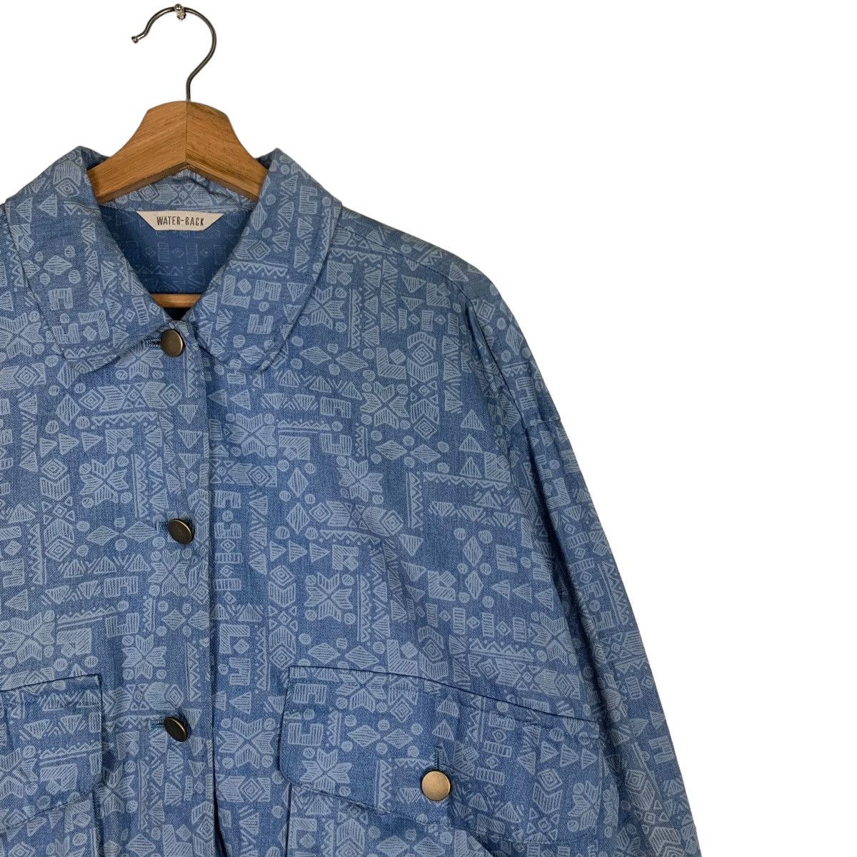 Japanese Brand WATER BACK Motif Design Blue Bomber Jacket #0889-C40 Size M / US 6-8 / IT 42-44 - 4 Thumbnail