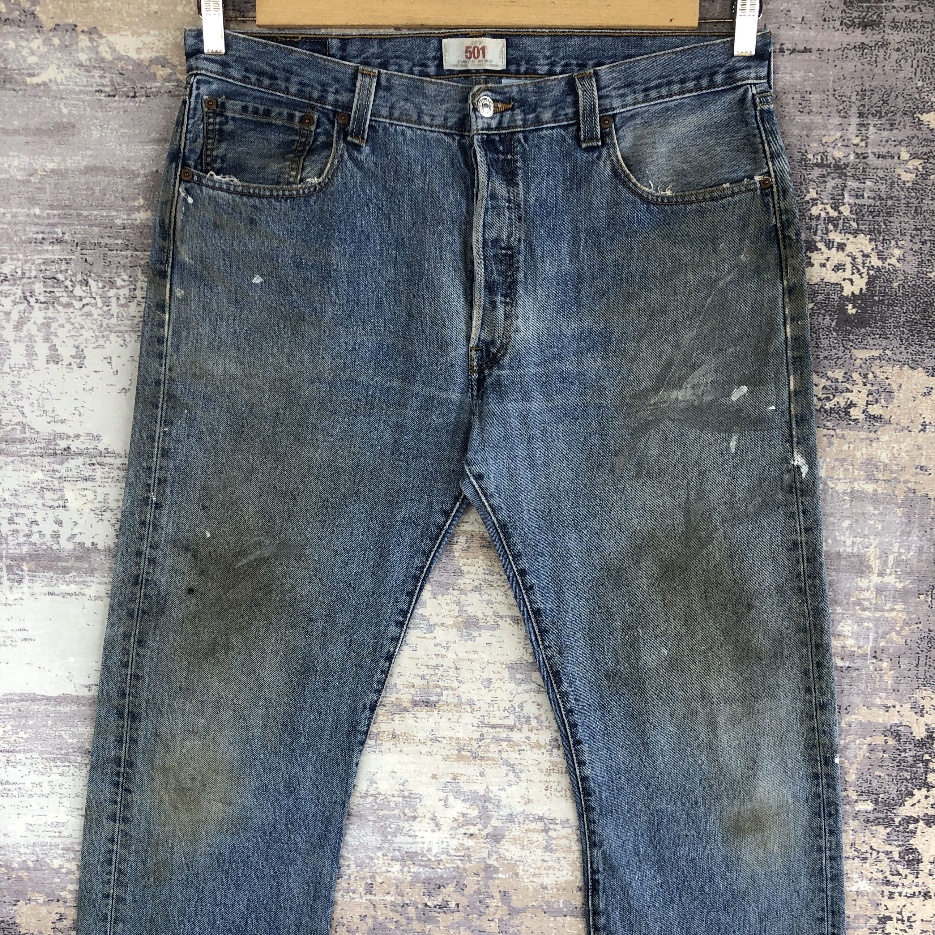 Levi's Vintage 90s Dirty Levis 501 Jeans Levi's Painter Blue Denim Size US 36 / EU 52 - 3 Thumbnail