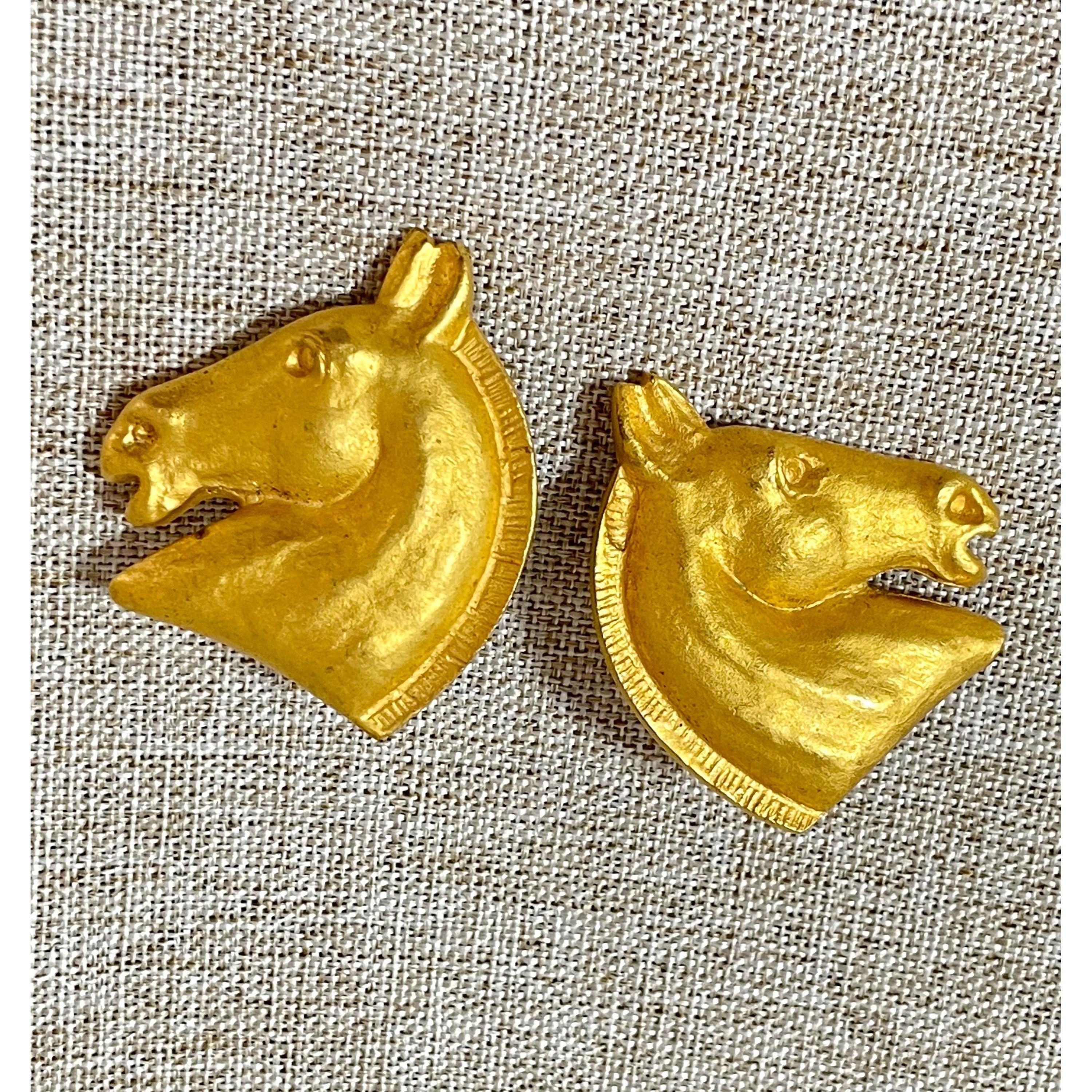 Hermes Vintage HERMES gold tone horse earrings. Size ONE SIZE - 1 Thumbnail