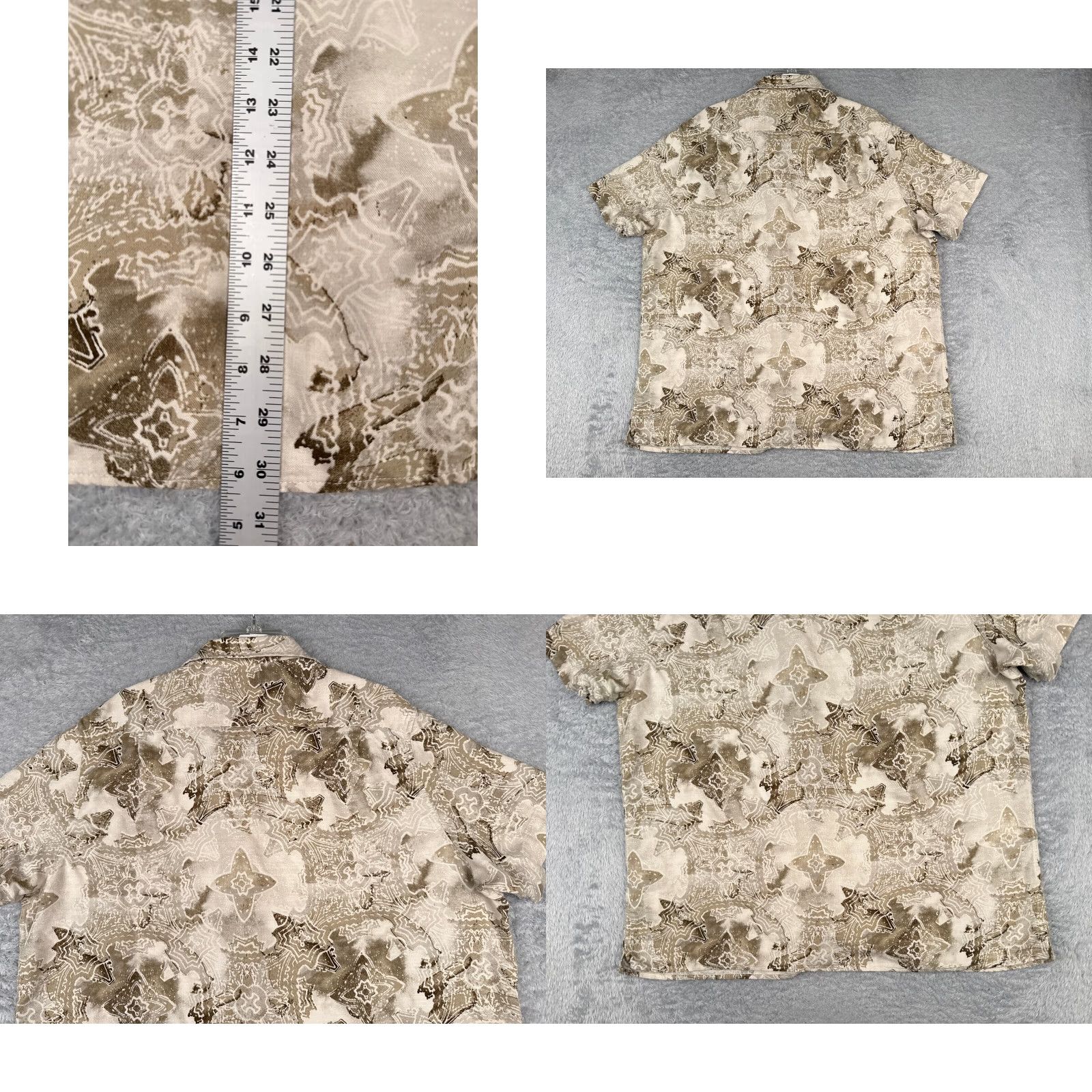 Tasso Elba Tasso Elba Shirt Adult 2XL Beige Floral Geometric Button Up Silk Blend Navy? Size US XXL / EU 58 / 5 - 9 Thumbnail