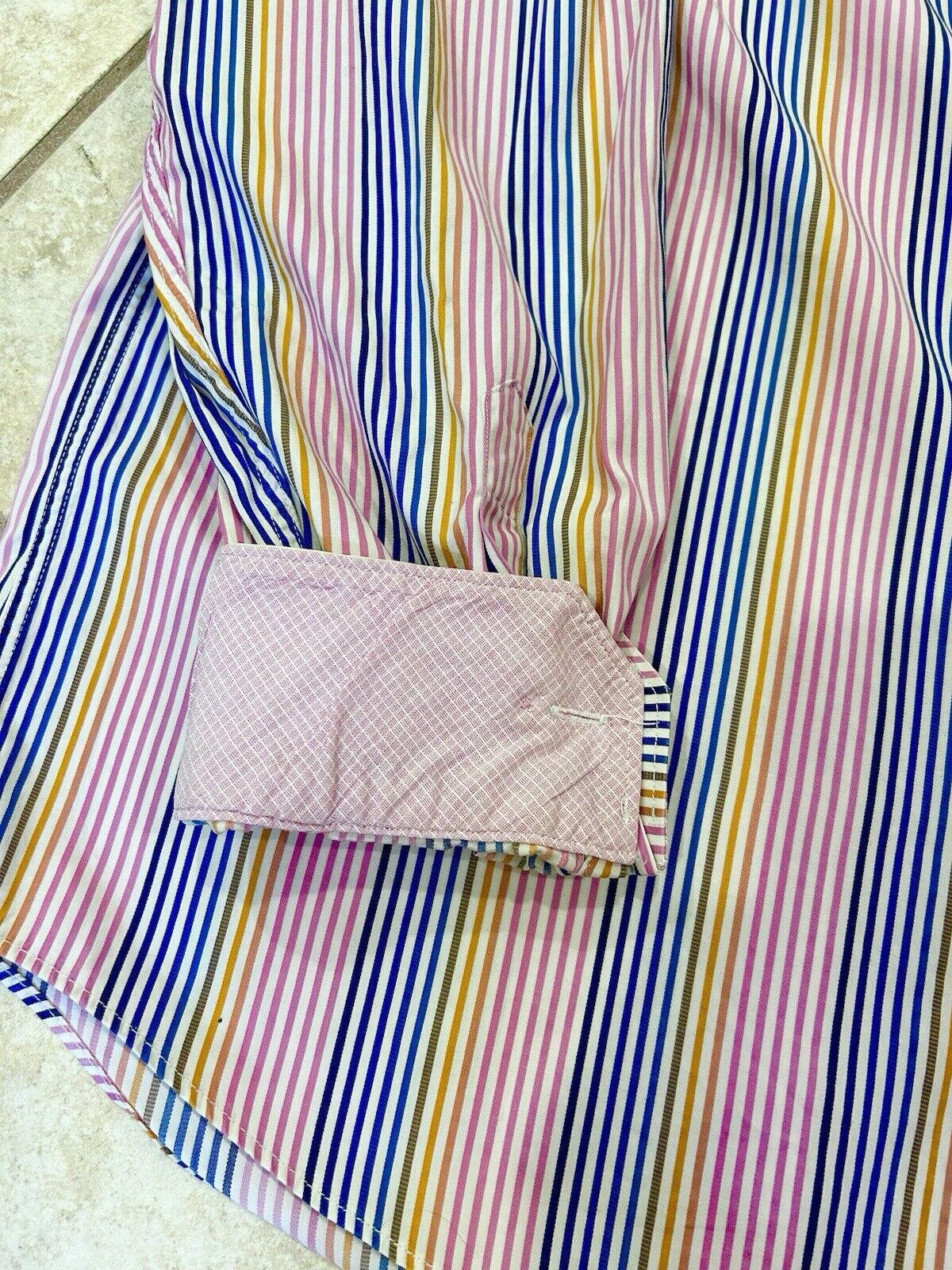 Designer Bugatchi Uomo Men’s Button Up Shirt Striped Classic Fit XL Size 44R - 11 Thumbnail