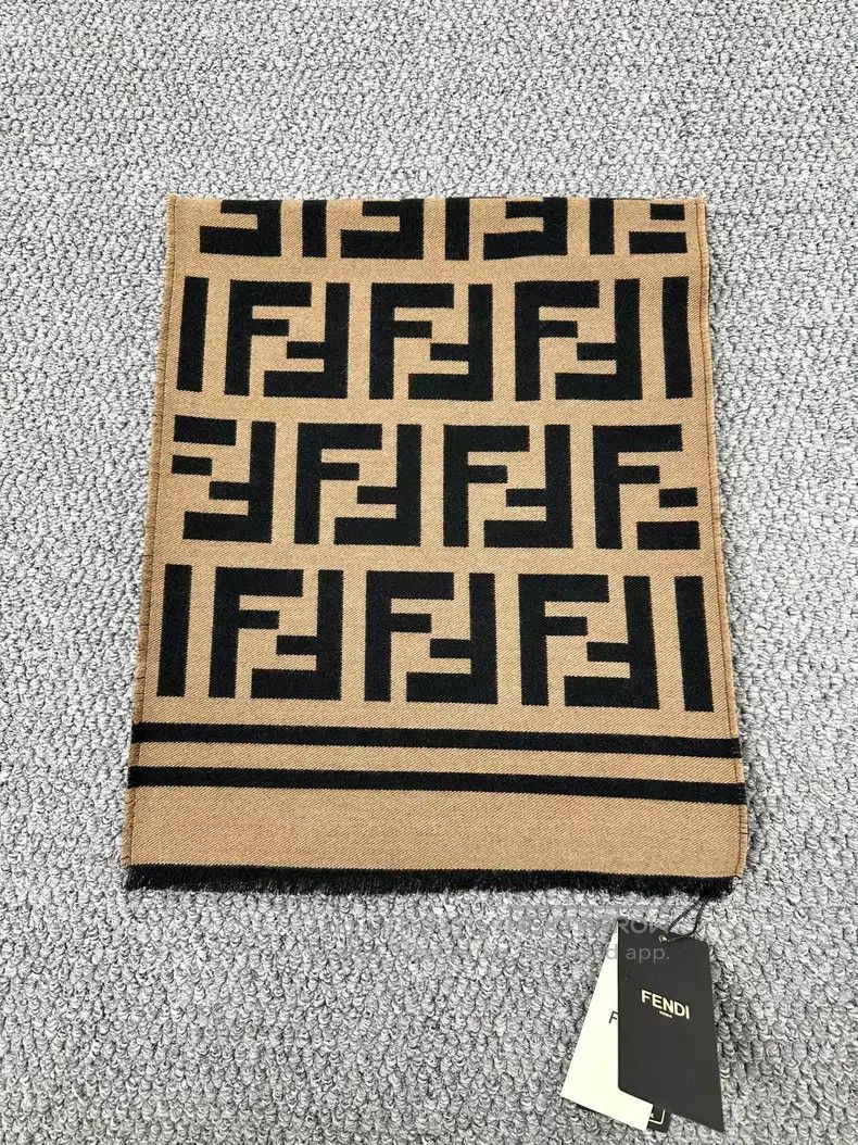 Fendi Fendi Classic Brown Monogrammed Monogram Logo Scarf Size ONE SIZE - 3 Thumbnail