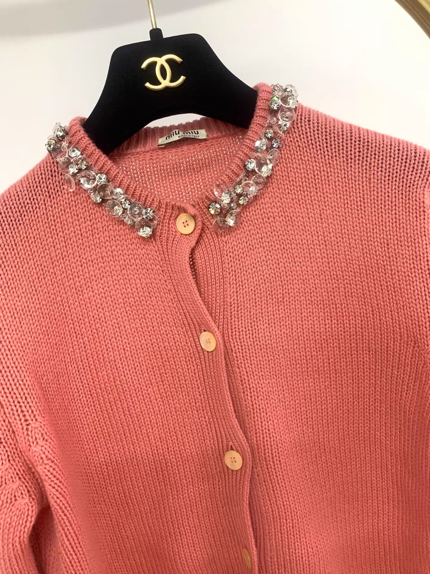 Miu Miu MIU MIU Pink Crystal Knit Cardigan 38 New Size XS / US 0-2 / IT 36-38 - 2 Thumbnail