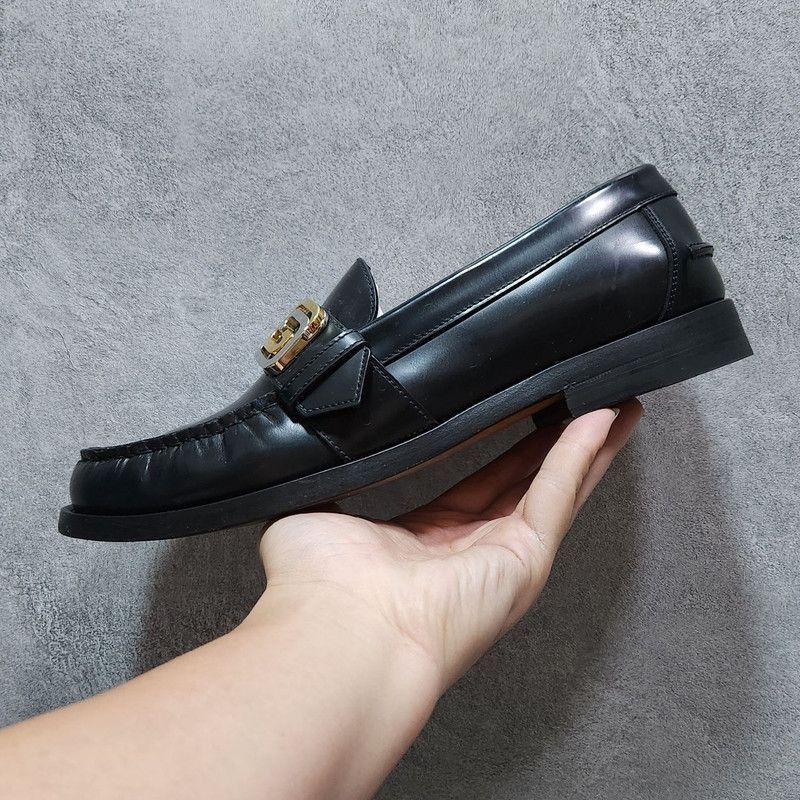 Gucci Gucci Interlocking Black Leather Loafers for Men - Size US 9.5 / EU 42-43 - 8 Thumbnail