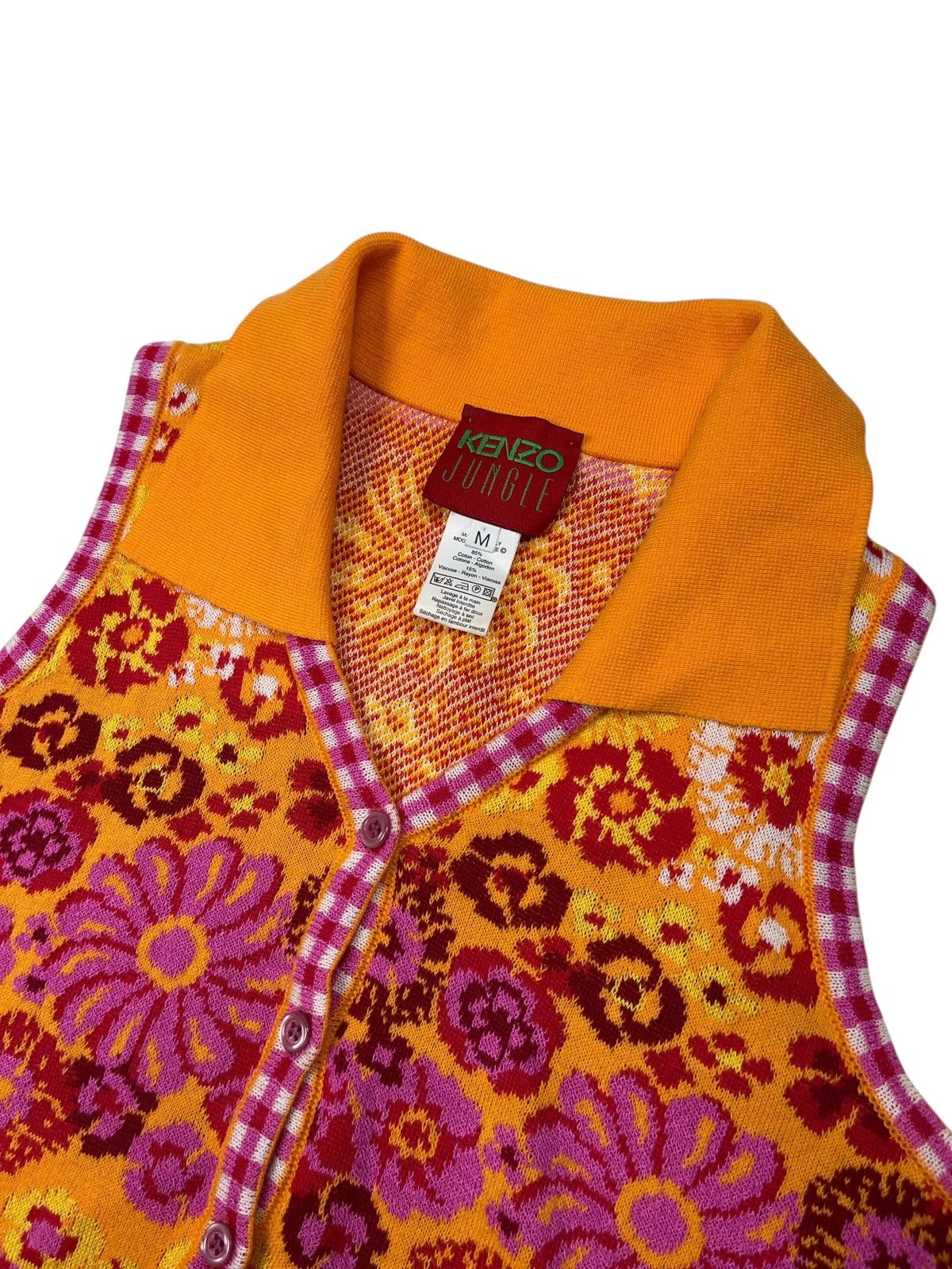 Kenzo × Vintage Vintage Kenzo Jungle Floral Button Up Vest Top Cardigan Size M / US 6-8 / IT 42-44 - 6 Thumbnail